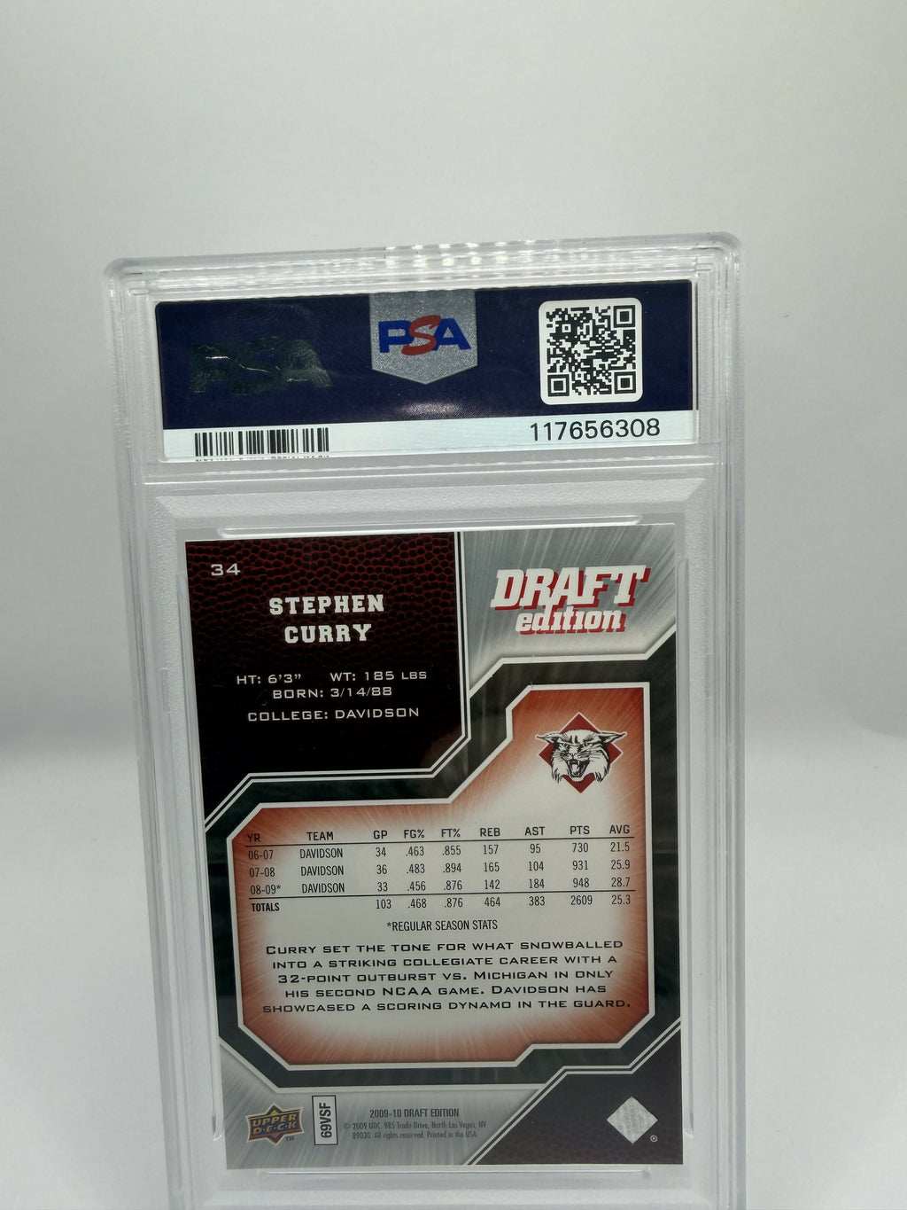 2009 Upper Deck Draft Edition Steph Curry Rookie PSA 9