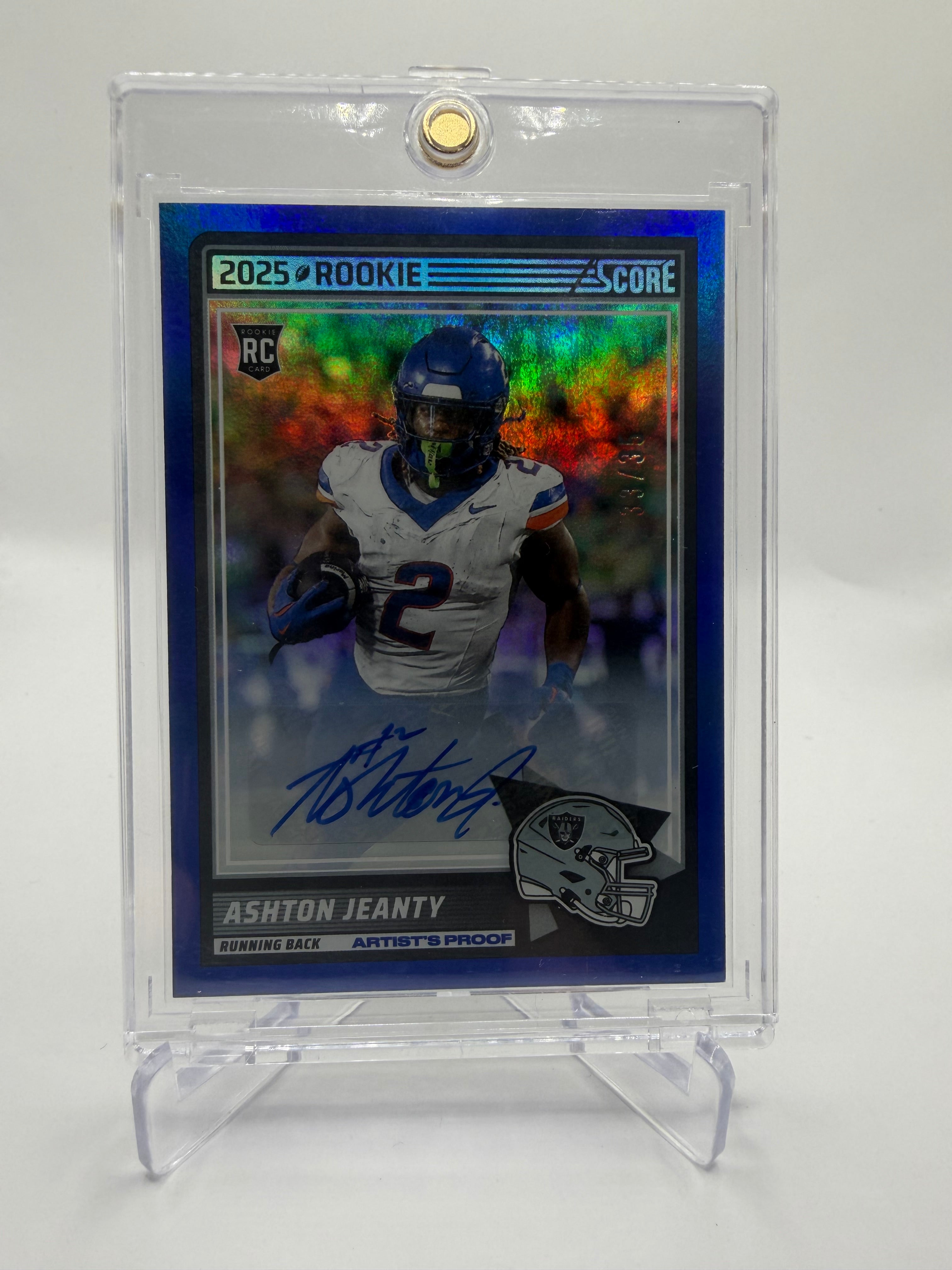 2025 Panini Score Football Ashton Jeanty Rookie Autograph Artist's Proof Blue #14 /35
