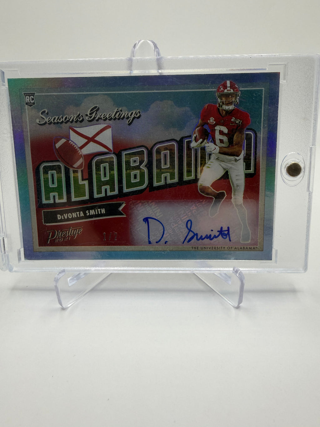 2021 Panini Prestige Season's Greetings Xtra Points Autographs DeVonta Smith Rookie Alabama /2