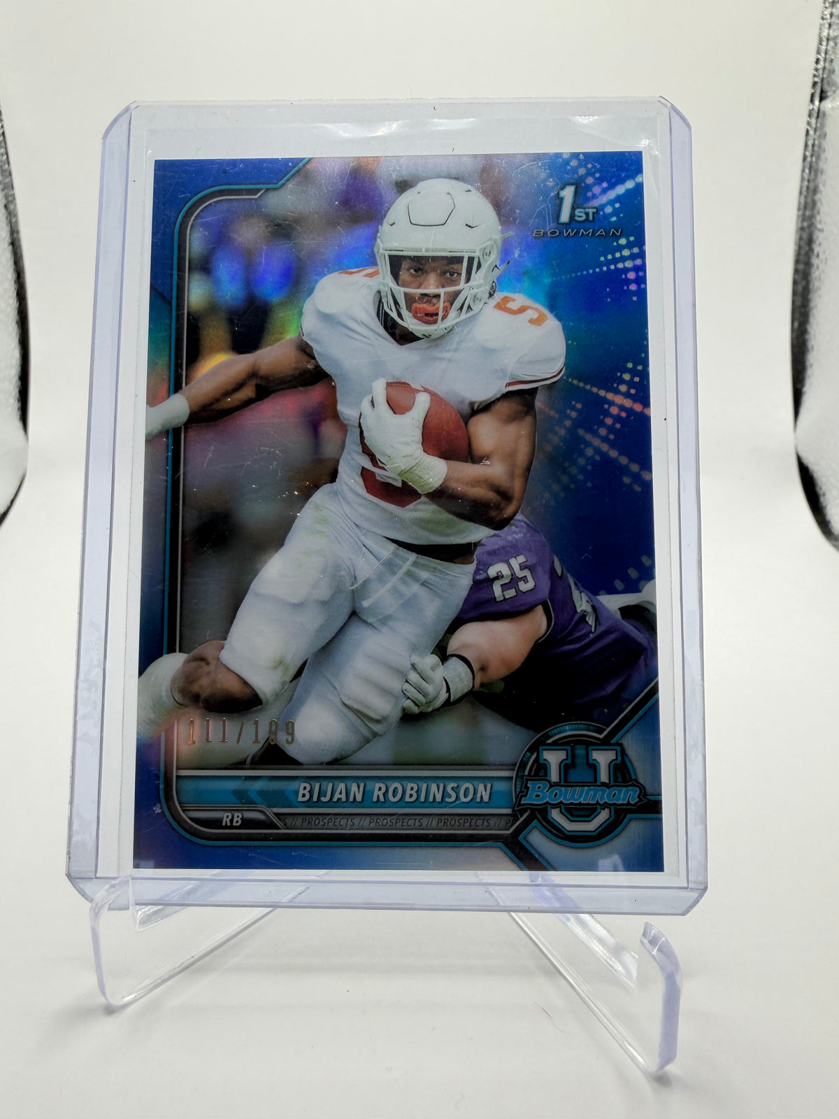 2022 Bowman University Chrome Football Bijan Robinson 1st Bowman Blue Refractor /199 #31