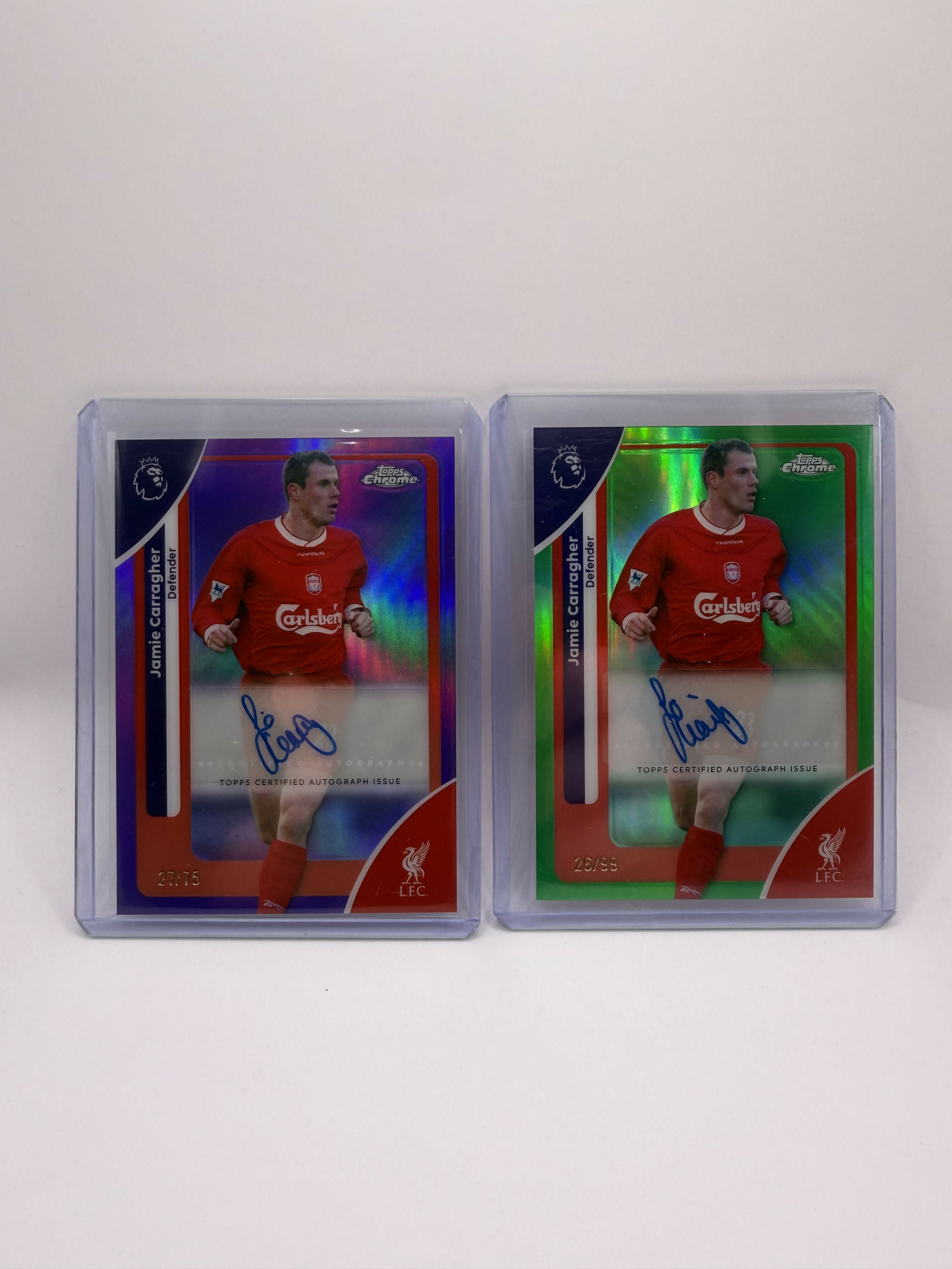 2026 Topps Premier League Chrome Jaime Carragher 2 Card Auto Lot