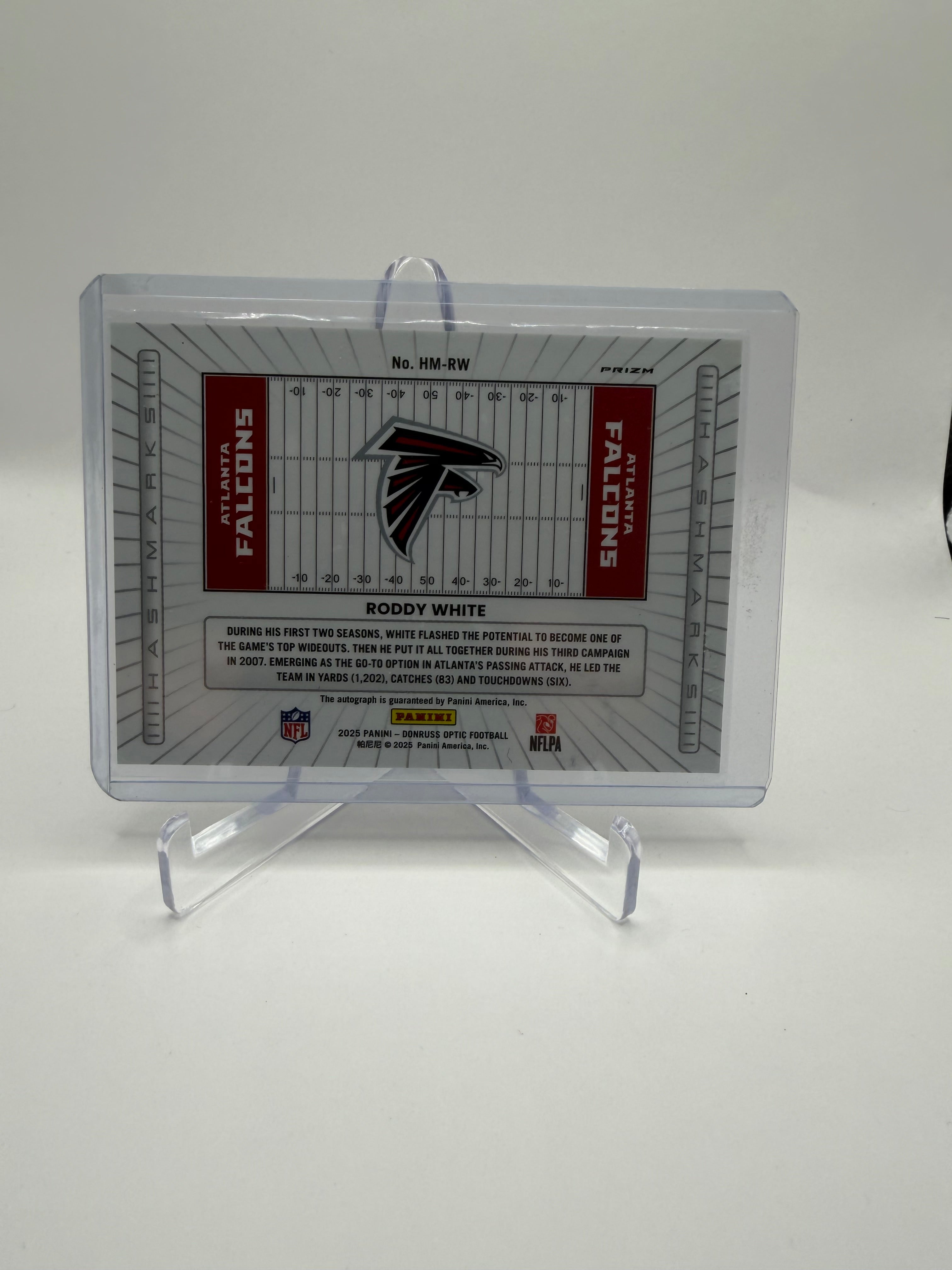 2025 Panini Donruss Optic Football Hash Marks Autographs Prizm Roddy White Auto #HM-RW