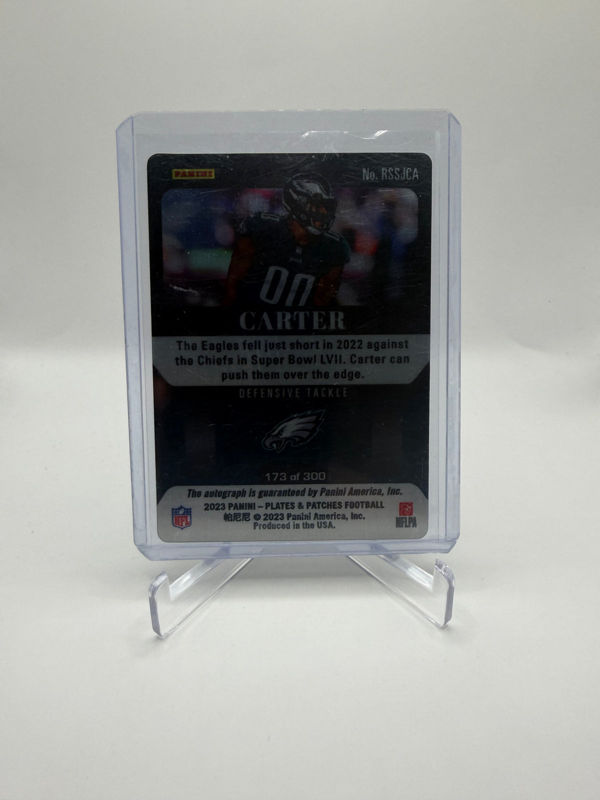 2023 Panini Plates & Patches Football Steel Signatures Jalen Carter Rookie Autograph /300