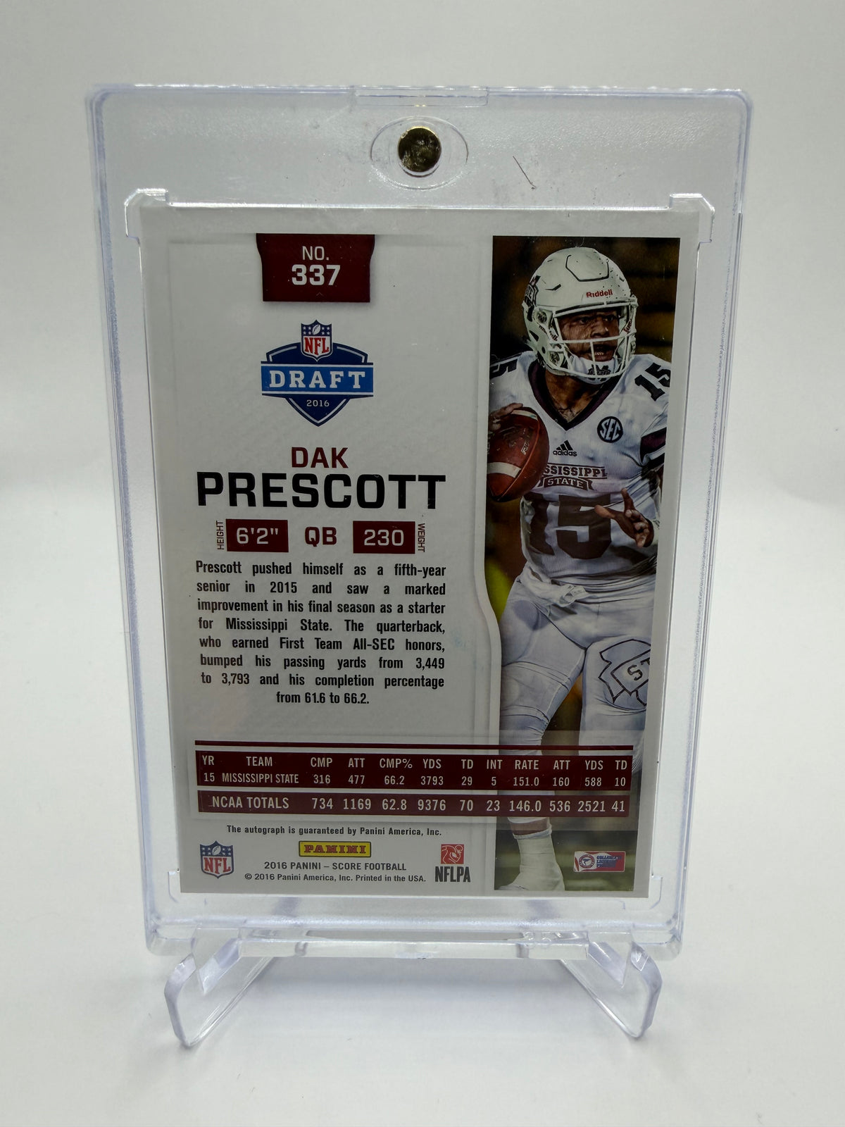 2016 Panini Score Football Dak Prescott Rookie Signatures Gold Zone #337 Auto /50
