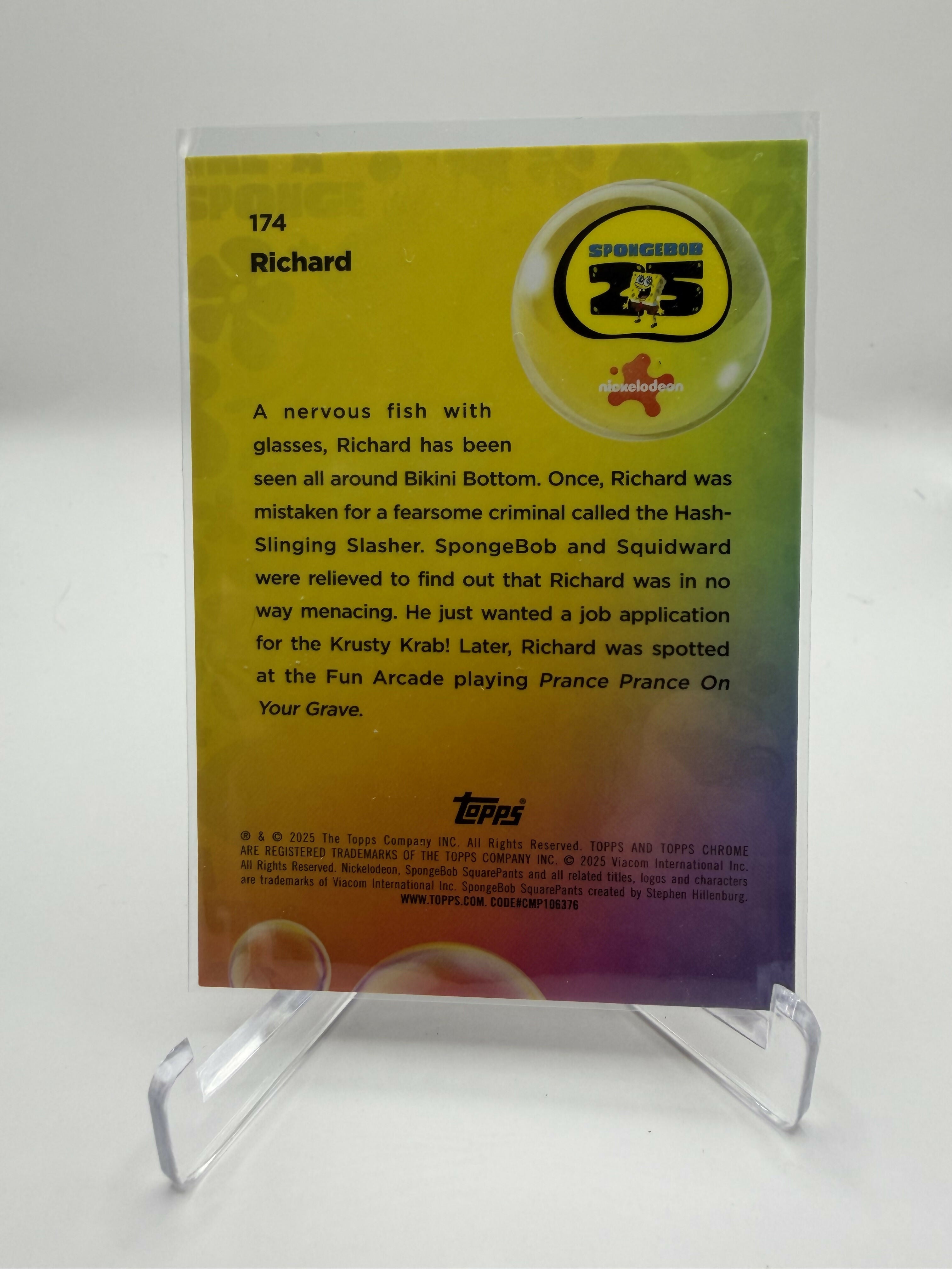 2025 Topps Chrome SpongeBob Sapphire Richard Orange /25