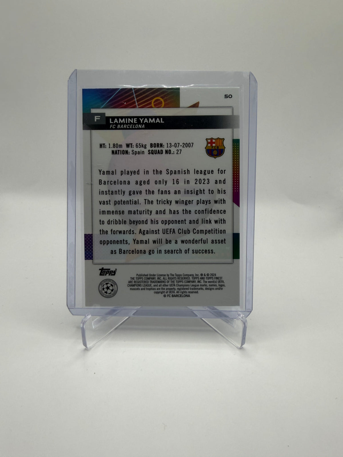 2023-24 Topps Finest UEFA Club Competitions Lamine Yamal #50 Rookie Card - Base