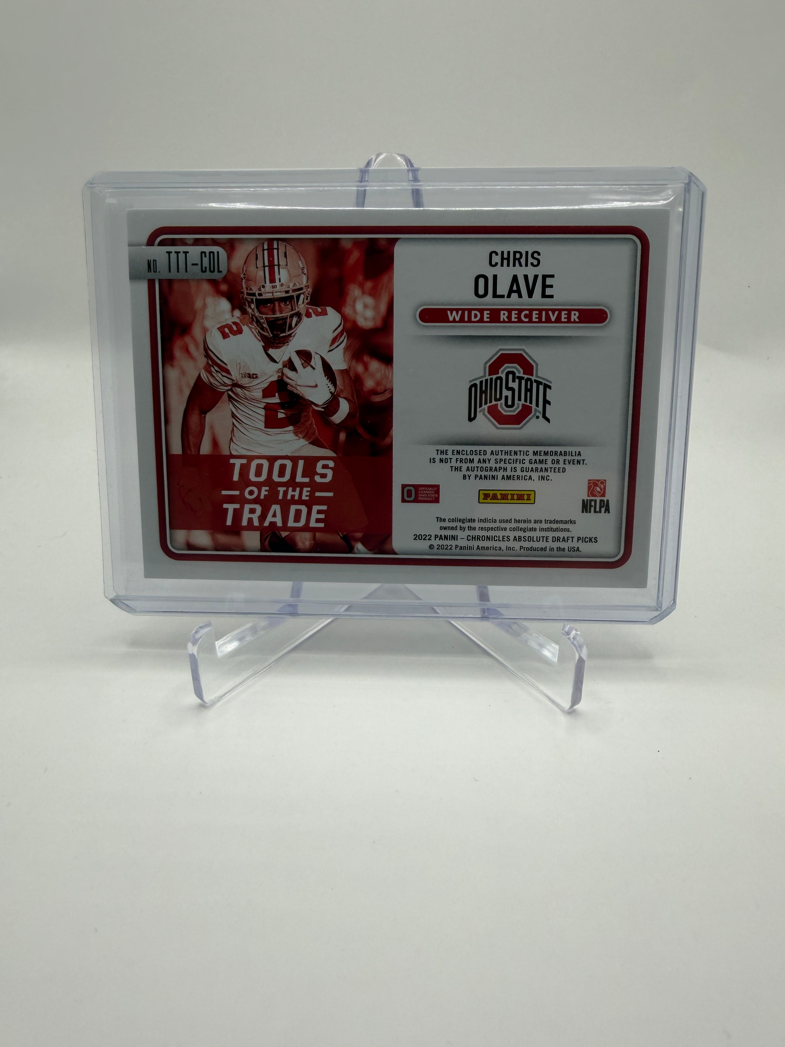 2022 Panini Chronicles Draft Picks Absolute Tools of the Trade Chris Olave Autograph Triple Relic /25 #TTT-COL