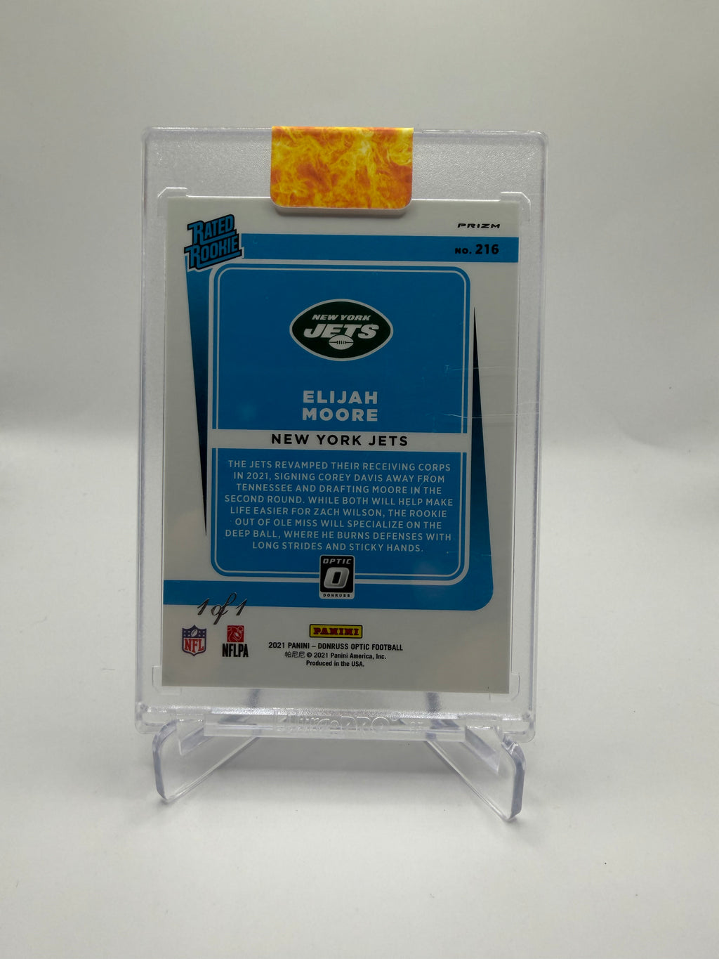 2021 Panini Donruss Optic Football Elijah Moore Rated Rookie Black Pandora 1/1 #216