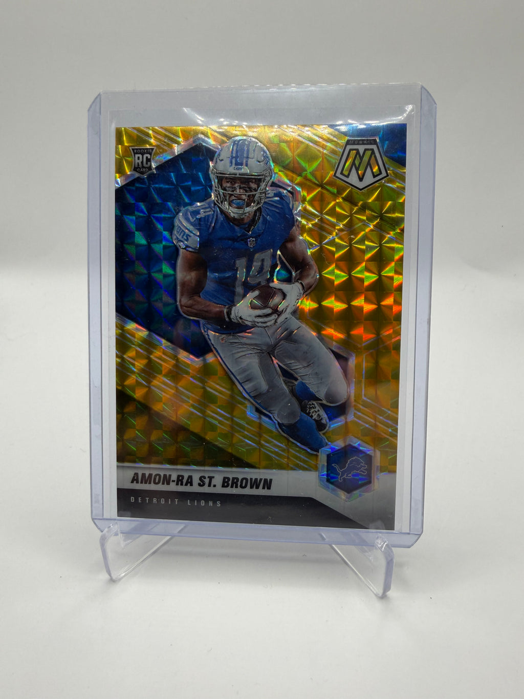 2021 Panini Mosaic Football Amon-Ra St. Brown Rookie Gold Mosaic Prizm #328 /10