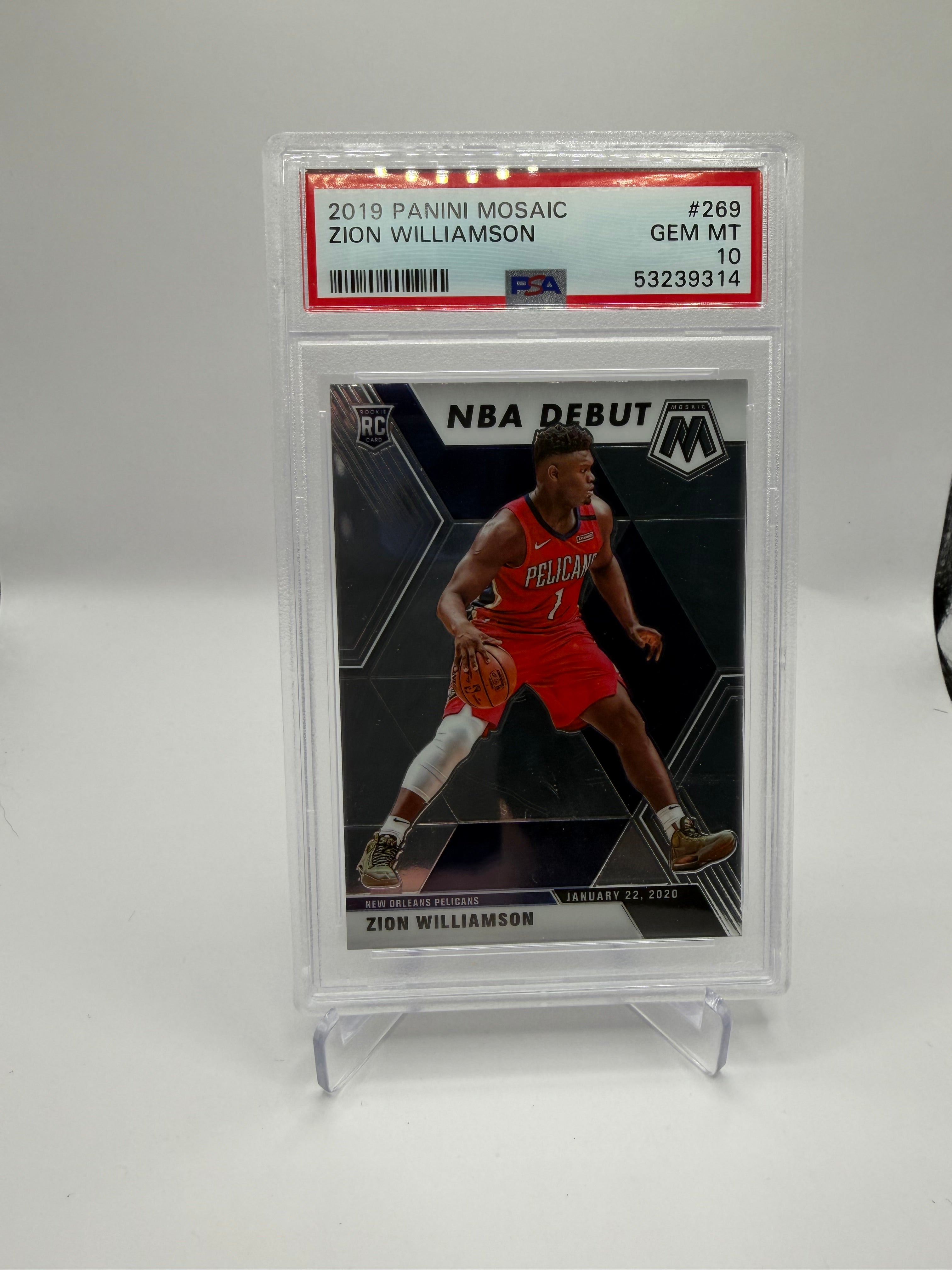 2019-20 Panini Mosaic Basketball Zion Williamson NBA Debut Rookie #269 PSA Gem Mint 10
