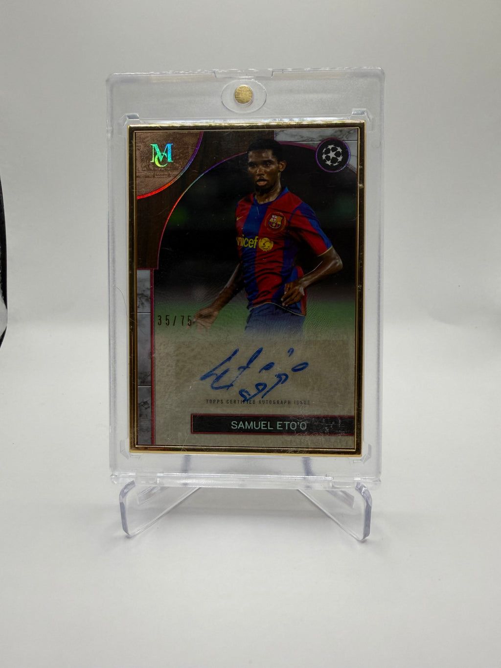 2025-26 Topps Museum Collection UEFA Club Competitions Samuel Eto'o Museum Framed Autograph /75 #FA-SE