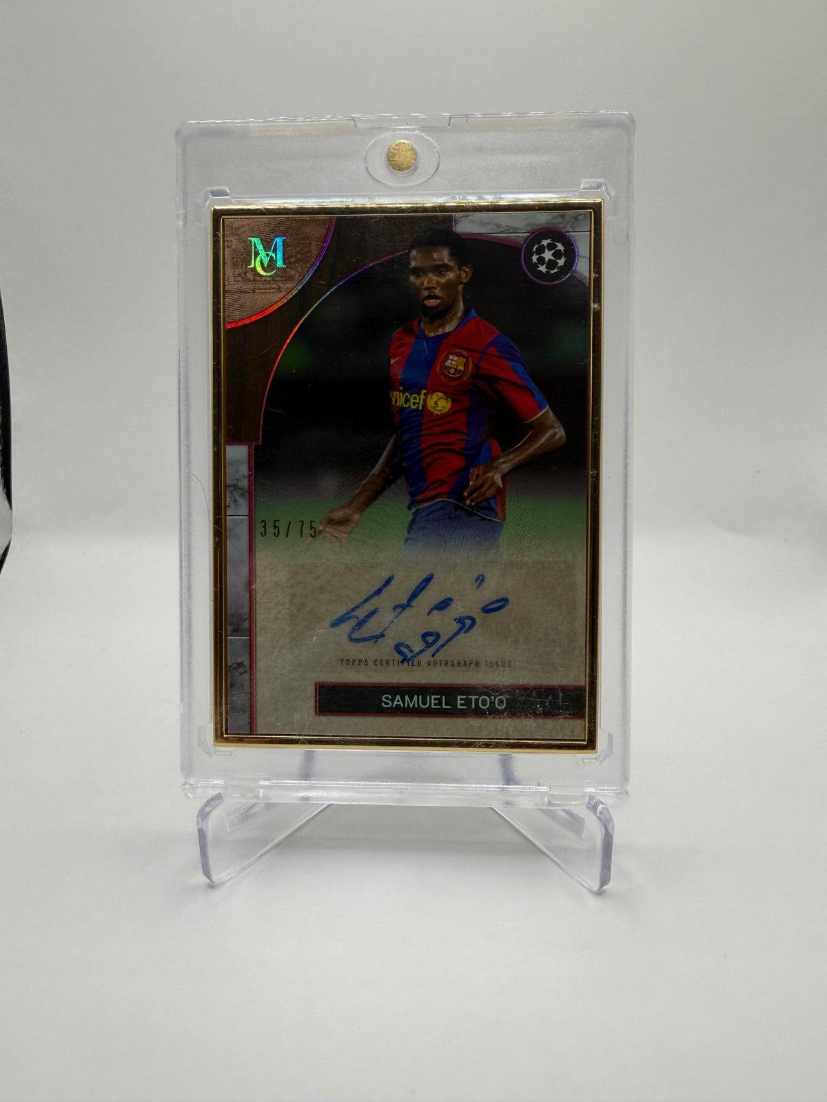 2025-26 Topps Museum Collection UEFA Club Competitions Samuel Eto'o Museum Framed Autograph /75 #FA-SE
