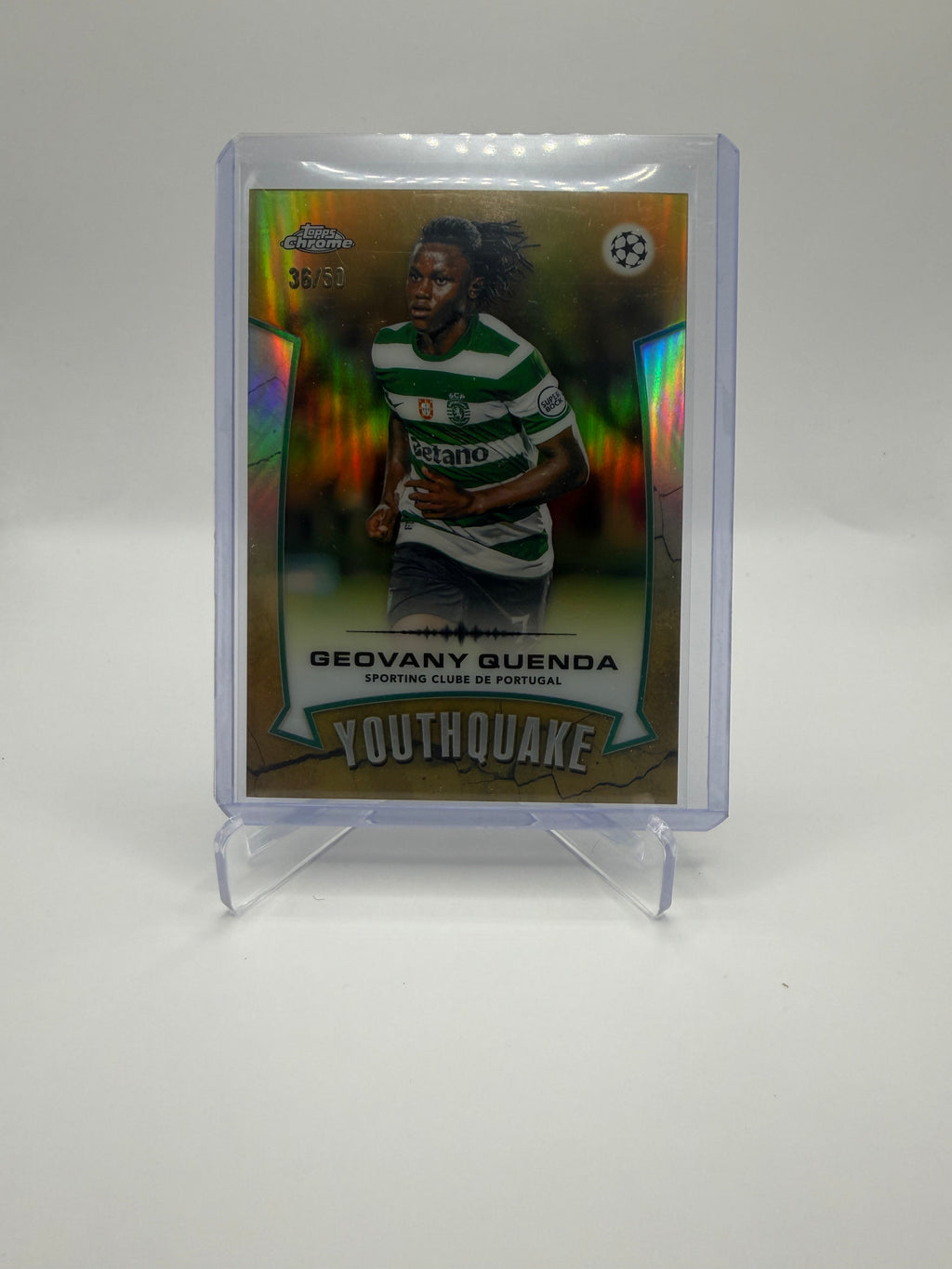 2025-26 Topps Chrome UEFA Club Competitions Geovany Quenda Youthquake Gold Refractor #YQ-15 36/50