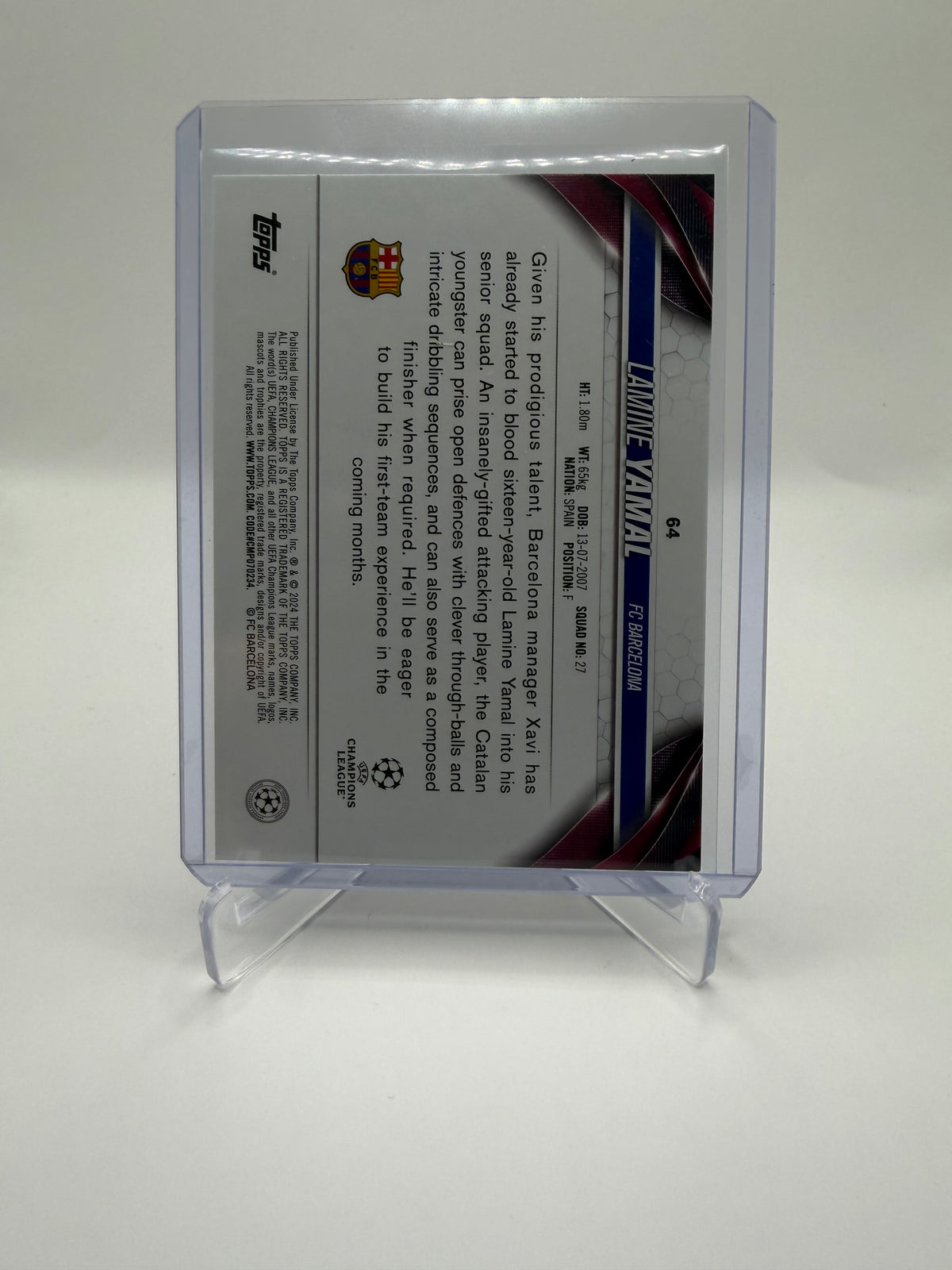 2023-24 Topps UEFA Champions League Lamine Yamal Rookie Card #64