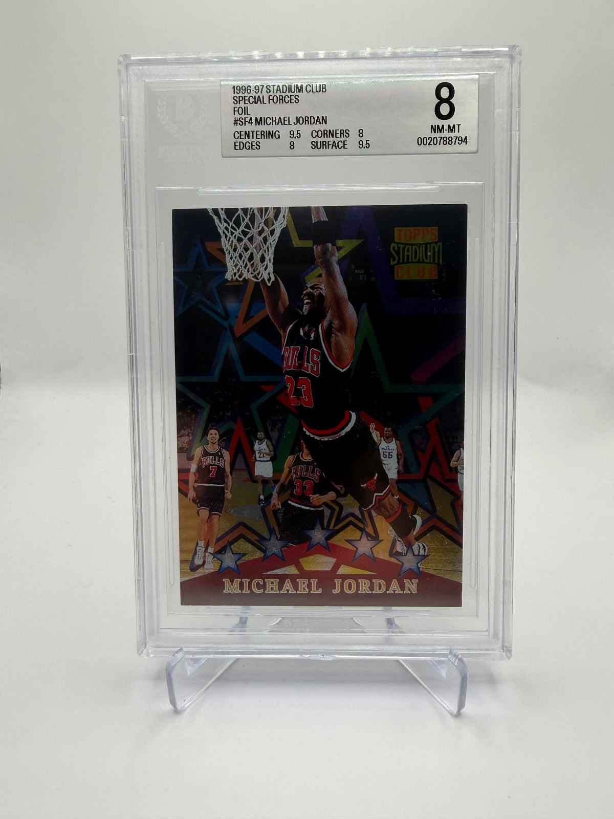 1996-97 Topps Stadium Club Special Forces Foil #SF4 Michael Jordan BGS 8
