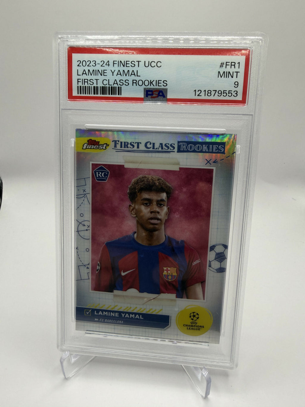 2023-2024 Topps Finest UCC Lamine Yamal First Class Rookies PSA 9