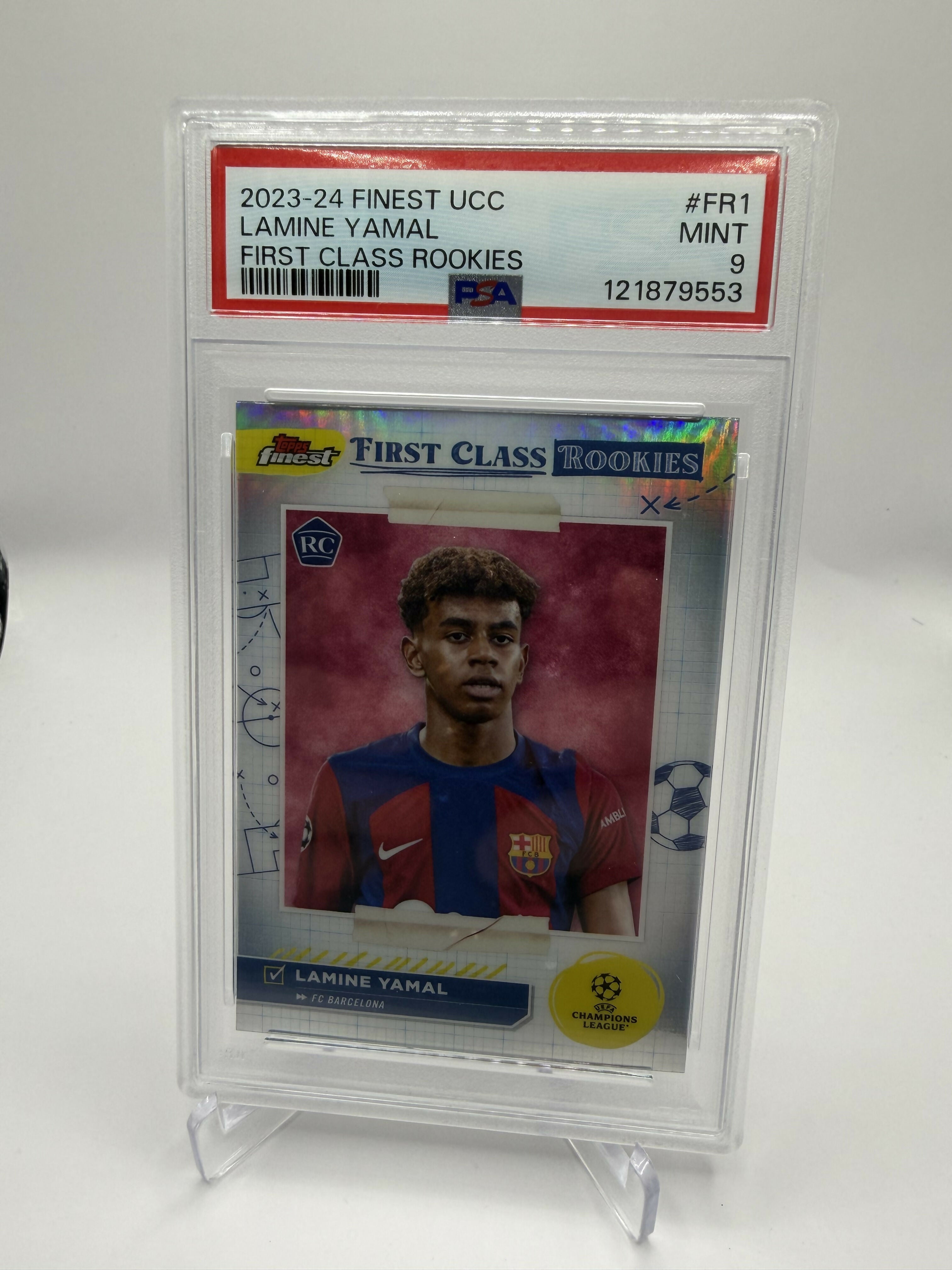 2023-2024 Topps Finest UCC Lamine Yamal First Class Rookies PSA 9