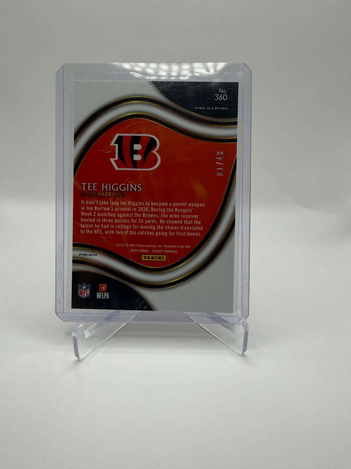 2020 Panini Select Football Tee Higgins Field Level Red Disco Prizm Rookie #360 /49