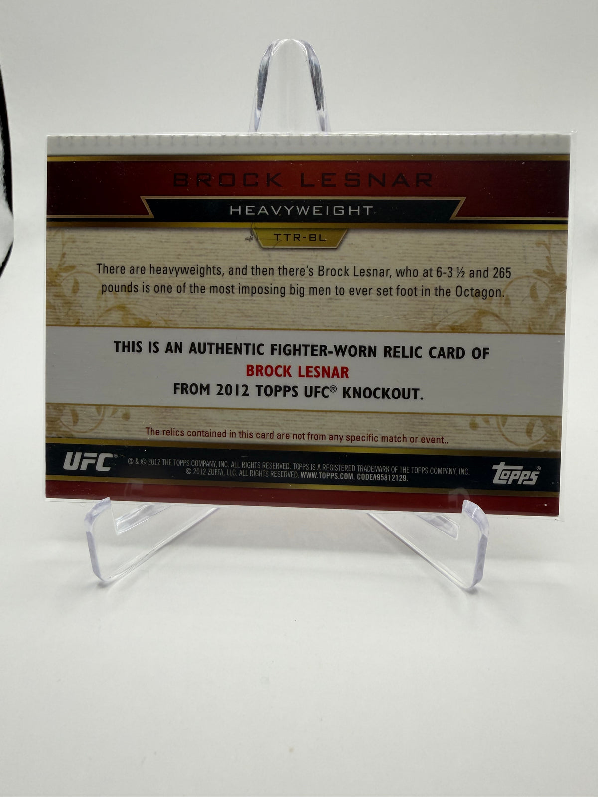 2012 Topps UFC Knockout Brock Lesnar Triple Threads Relics Heavyweight #TTR-BL /36
