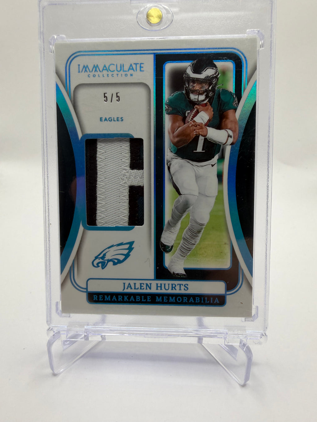 2024 Panini Immaculate Collection Football Remarkable Memorabilia Platinum Jalen Hurts Patch #RM-JHS 5/5