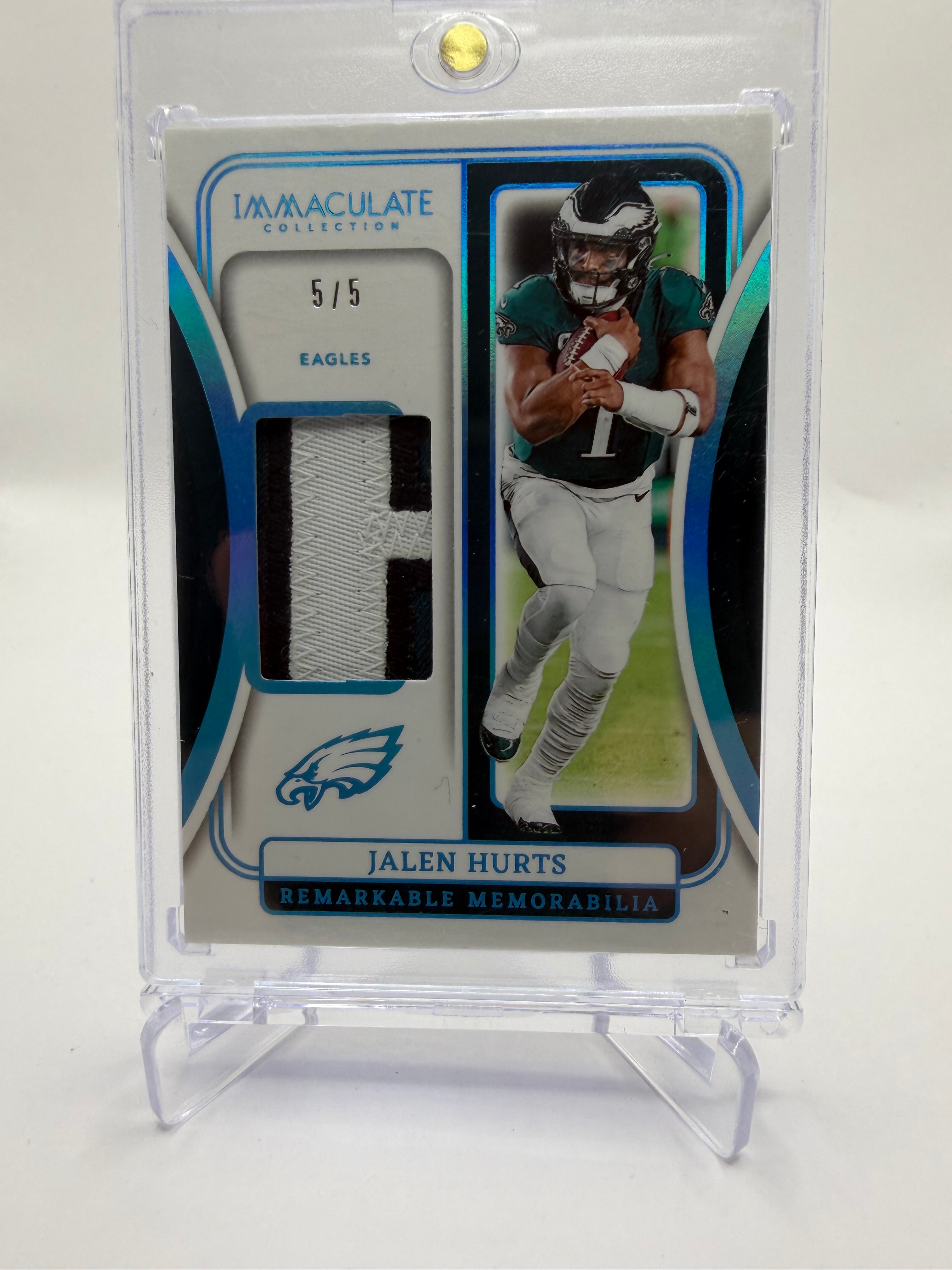 2024 Panini Immaculate Collection Football Remarkable Memorabilia Platinum Jalen Hurts Patch #RM-JHS 5/5