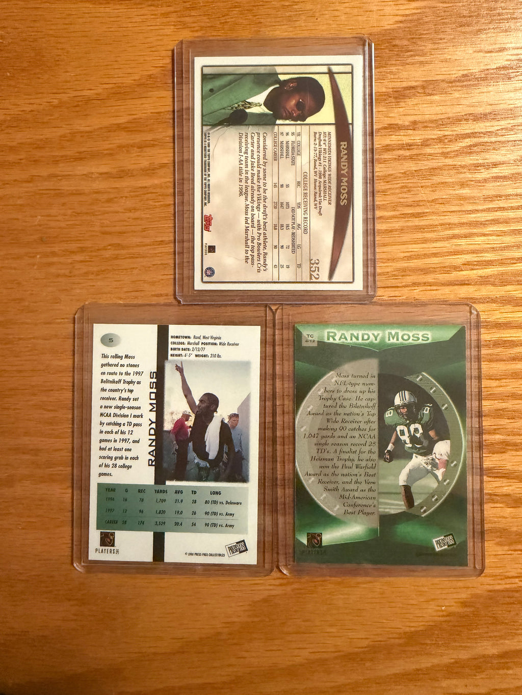 1998 Randy Moss Rookie Card Lot