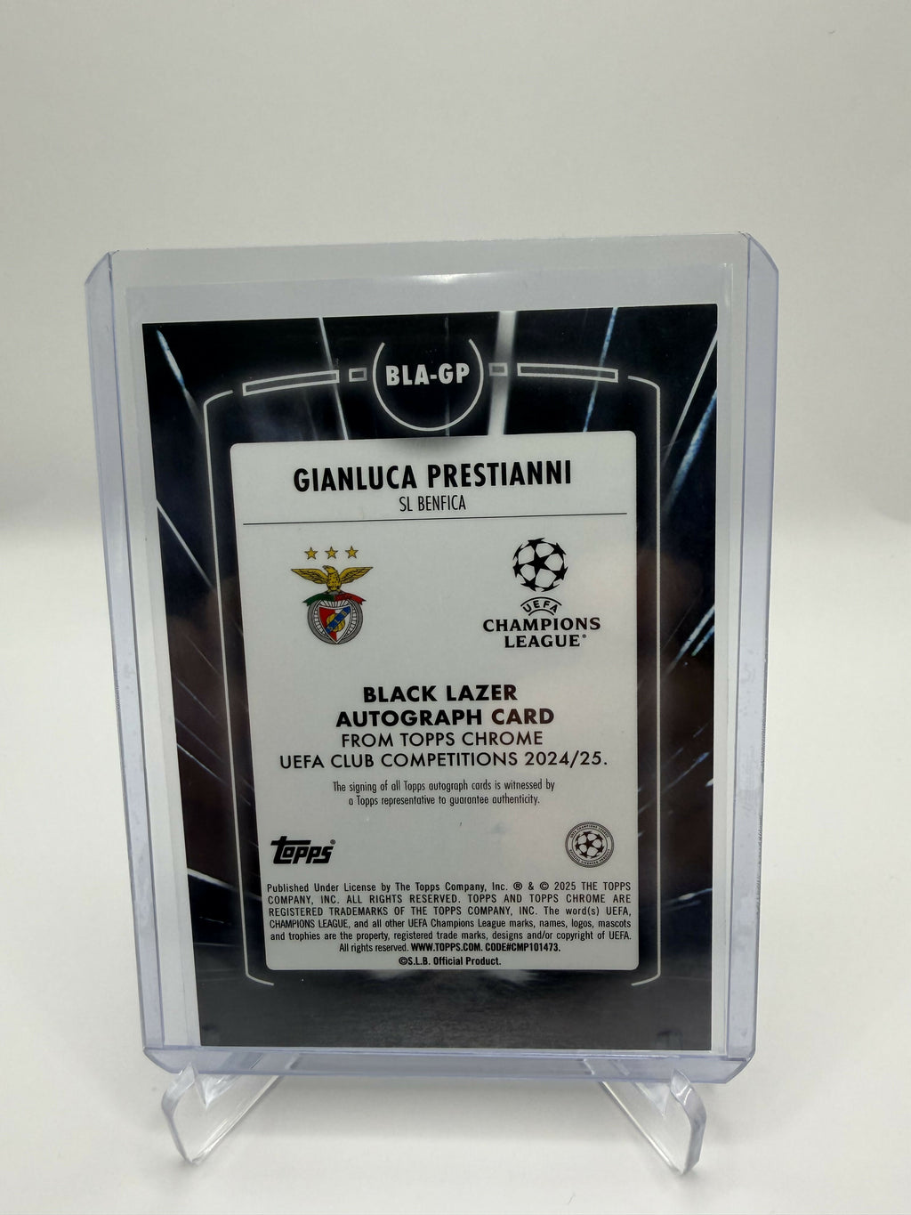 2025 Topps Chrome Gianluca Prestianni Black Lazer Auto /99