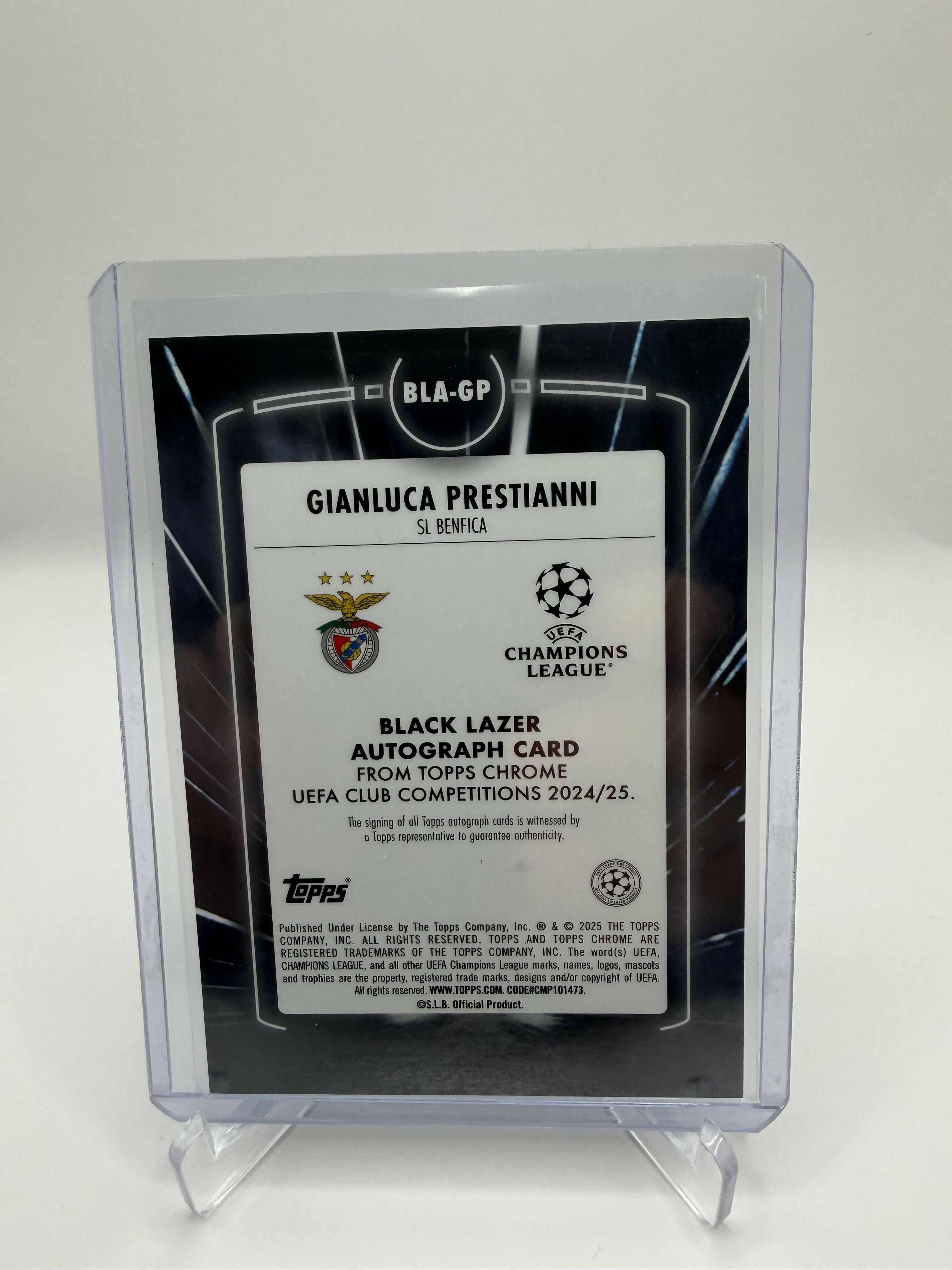 2025 Topps Chrome Gianluca Prestianni Black Lazer Auto /99