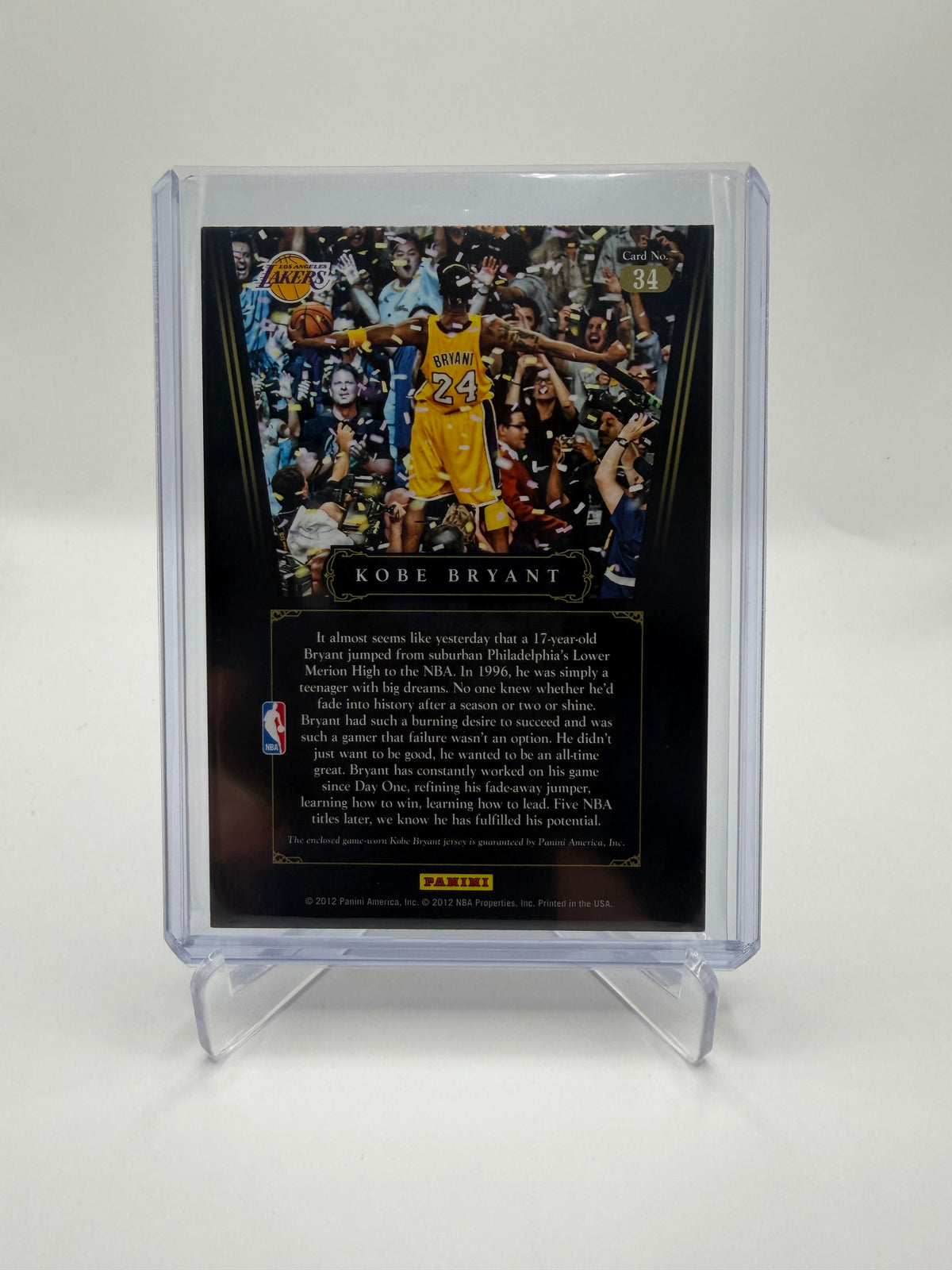 2012-13 Panini Kobe Anthology Kobe Bryant Authentic Game-Worn Prime Patch #34 /8
