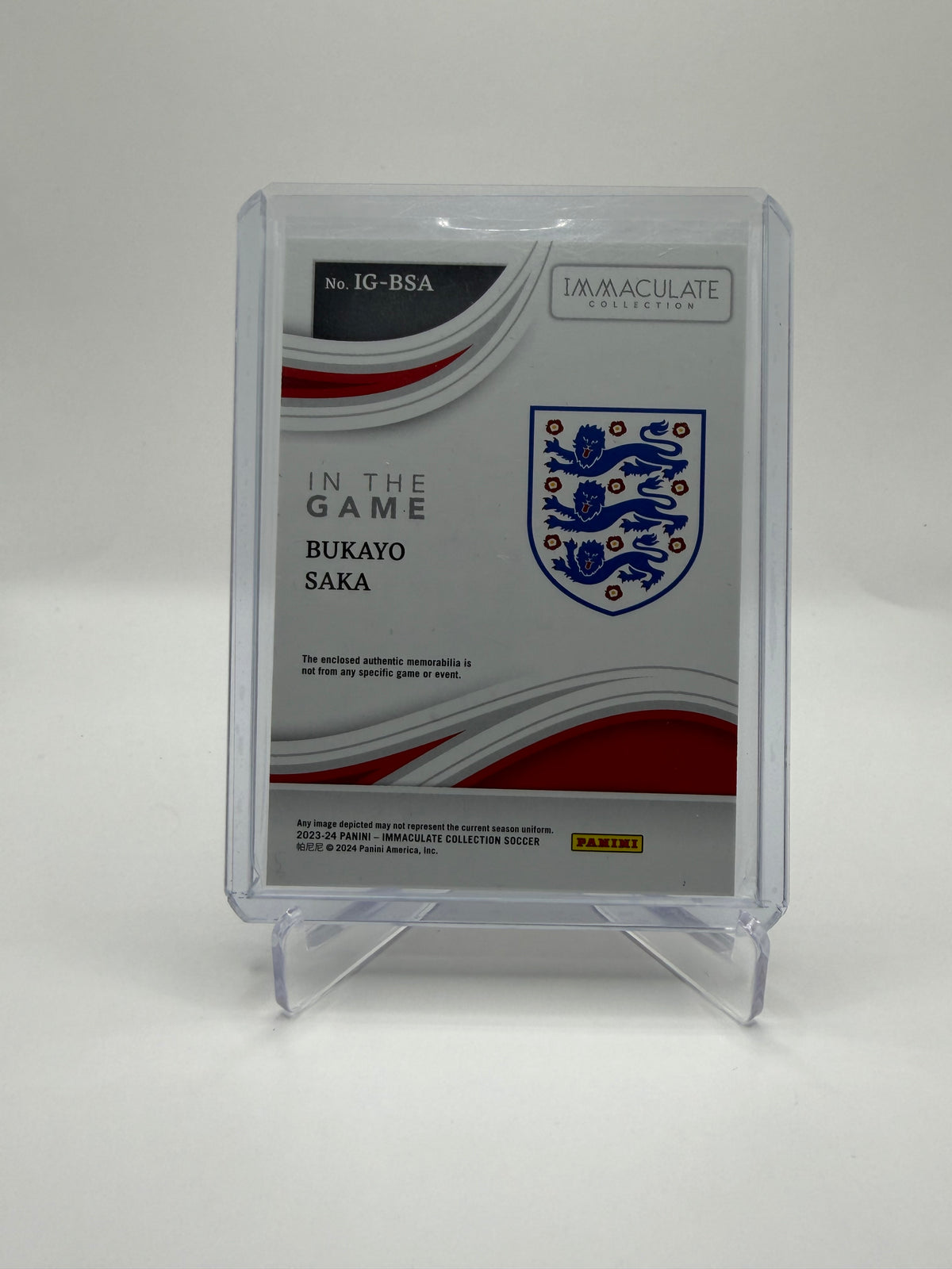 2023-24 Panini Immaculate Collection Soccer Bukayo Saka In The Game Memorabilia #IG-BSA /5