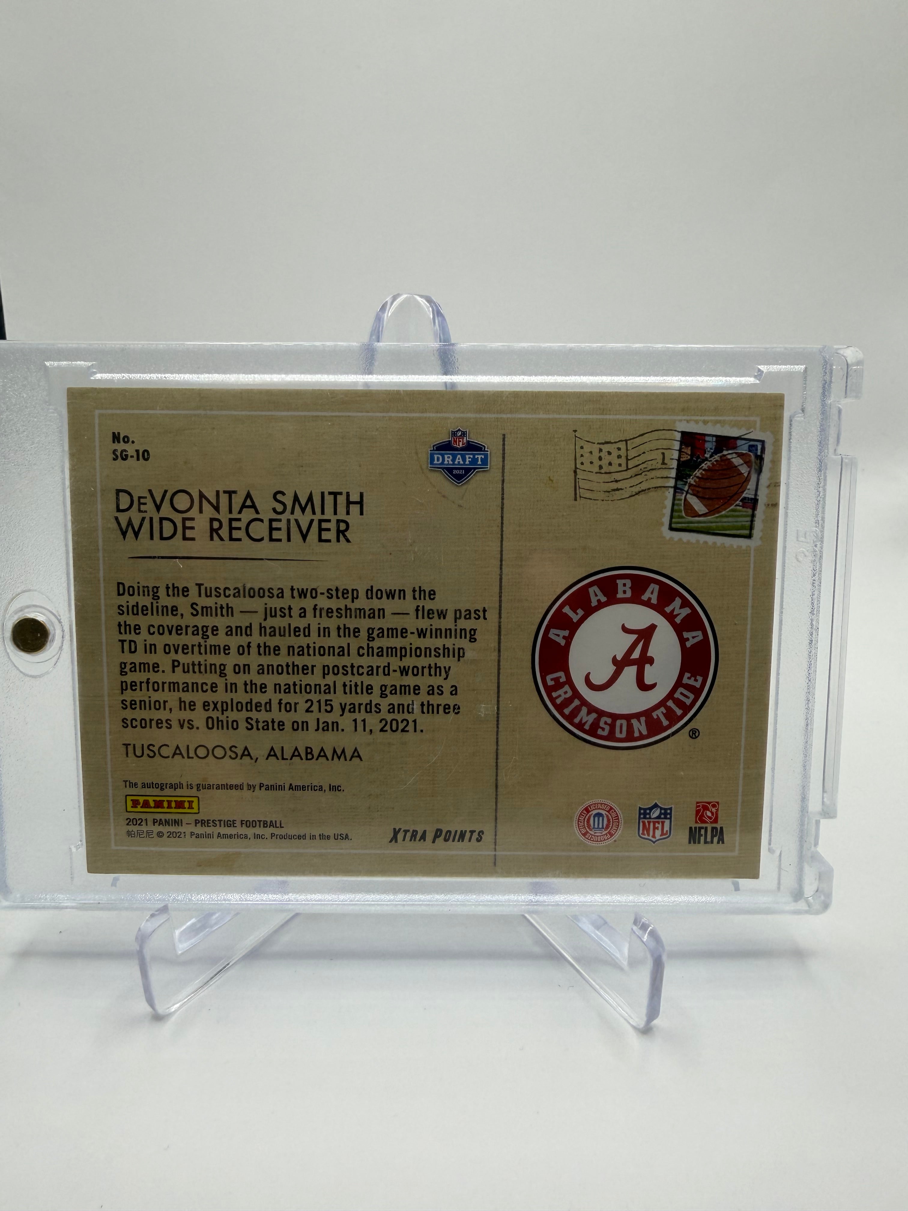 2021 Panini Prestige Season's Greetings Xtra Points Autographs DeVonta Smith Rookie Alabama /2