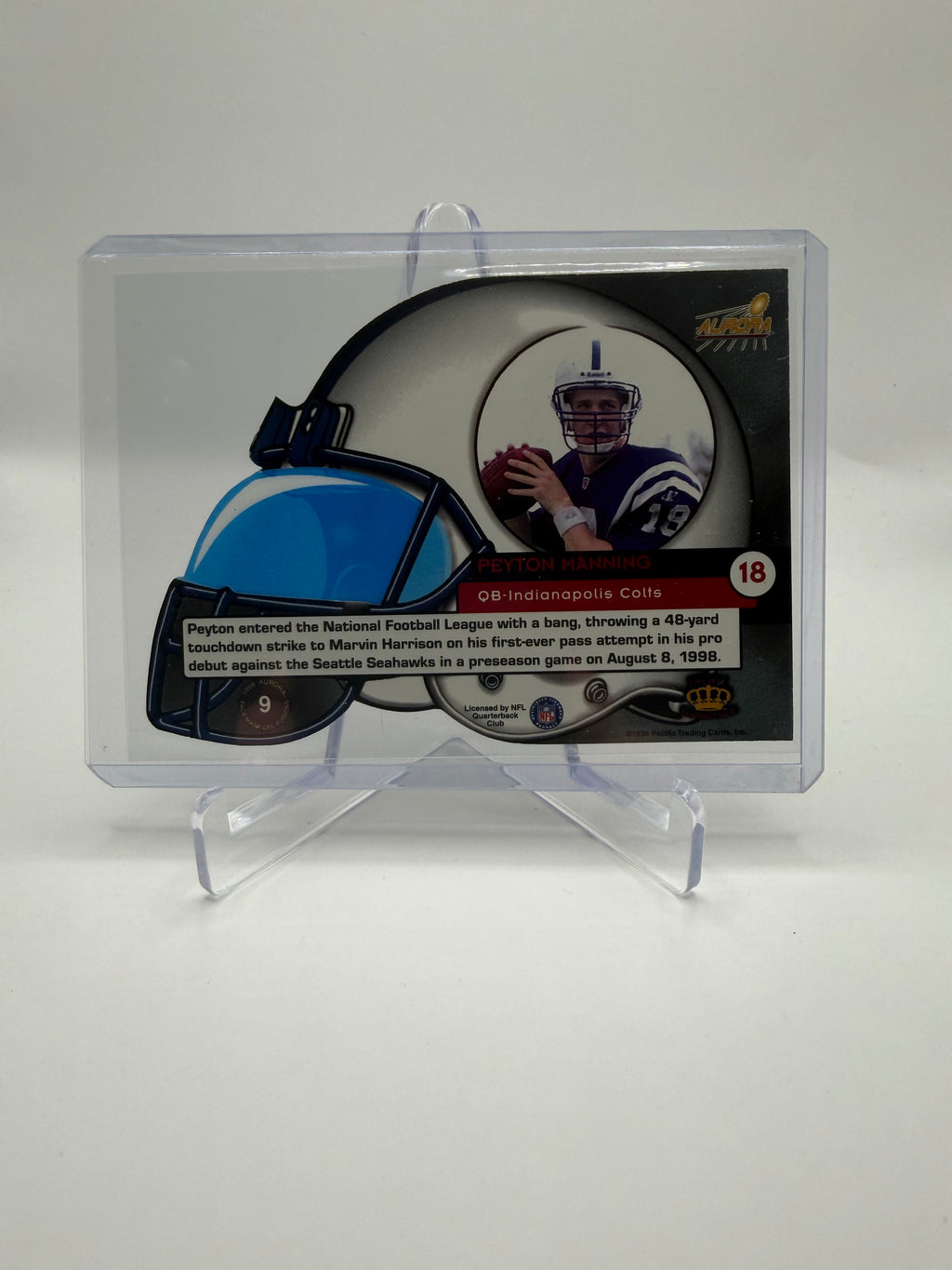 1998 Pacific Aurora Face Mask Cel Fusions #9 Peyton Manning Rookie Insert Diecut