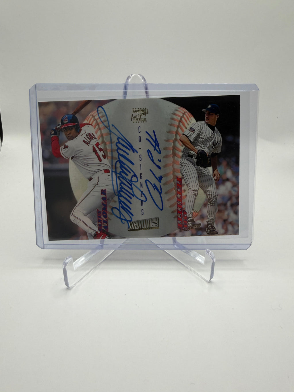 1998 Topps Stadium Club Co-Signers Certified Autograph Issue Andy Pettitte / Sandy Alomar Jr. Dual Autograph #CS20