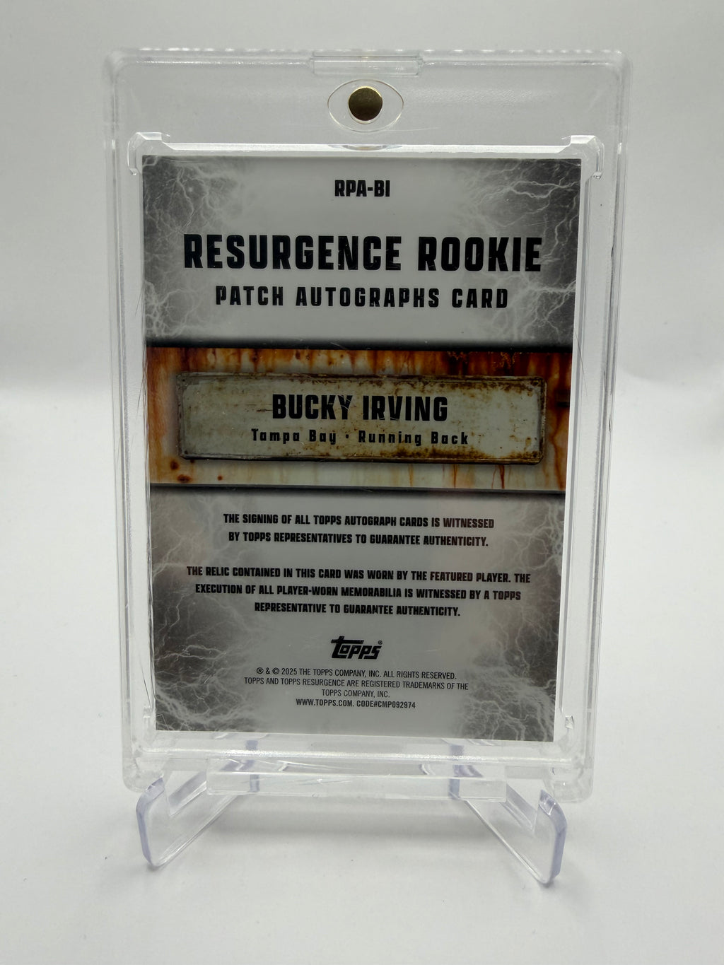 2025 Topps Resurgence Football Resurgence Rookie Patch Autographs Bucky Irving RC Auto Patch #RPA-BI