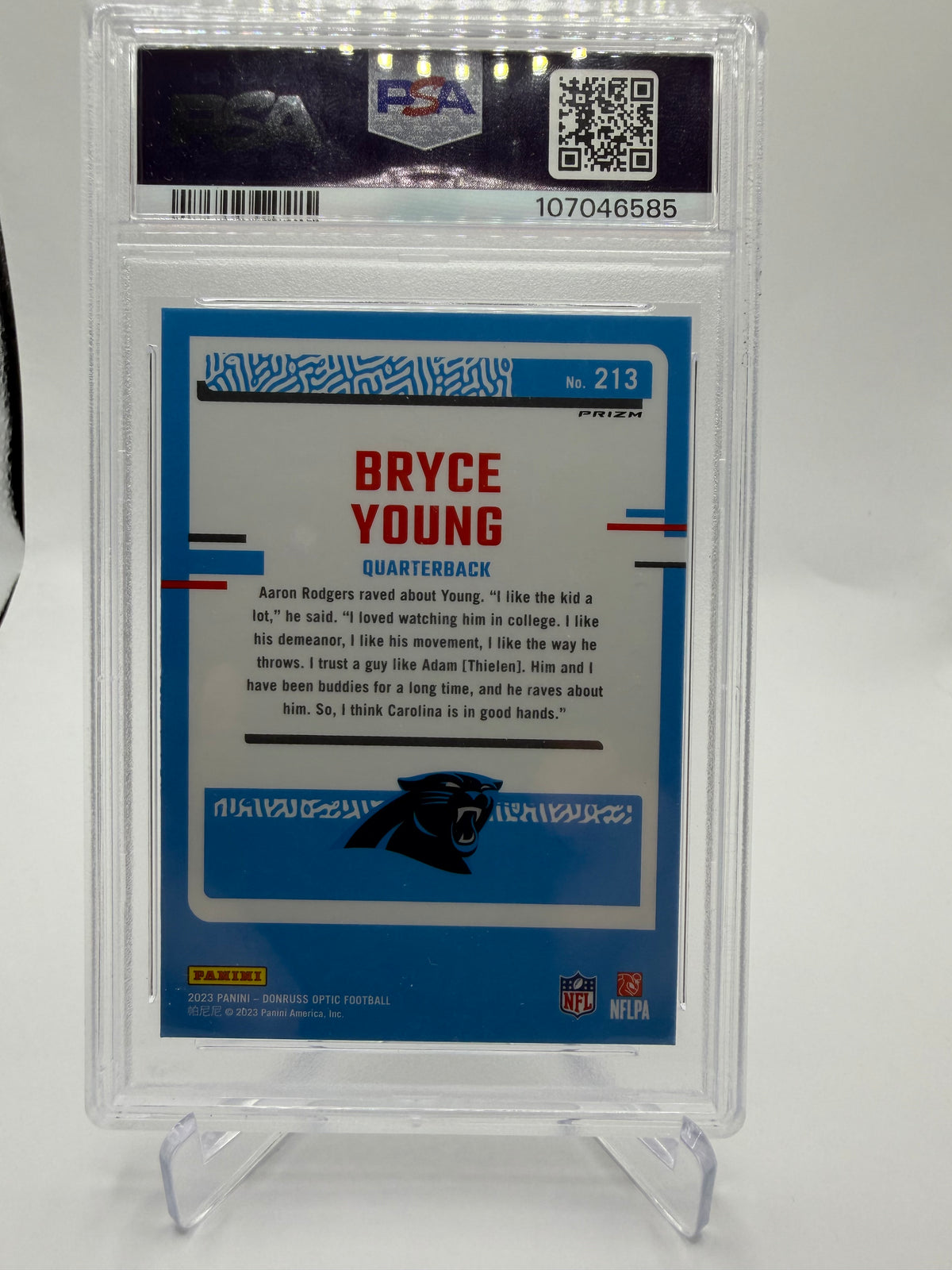 2023 Panini Donruss Optic Football Bryce Young Rated Rookie Holo #213 PSA 10