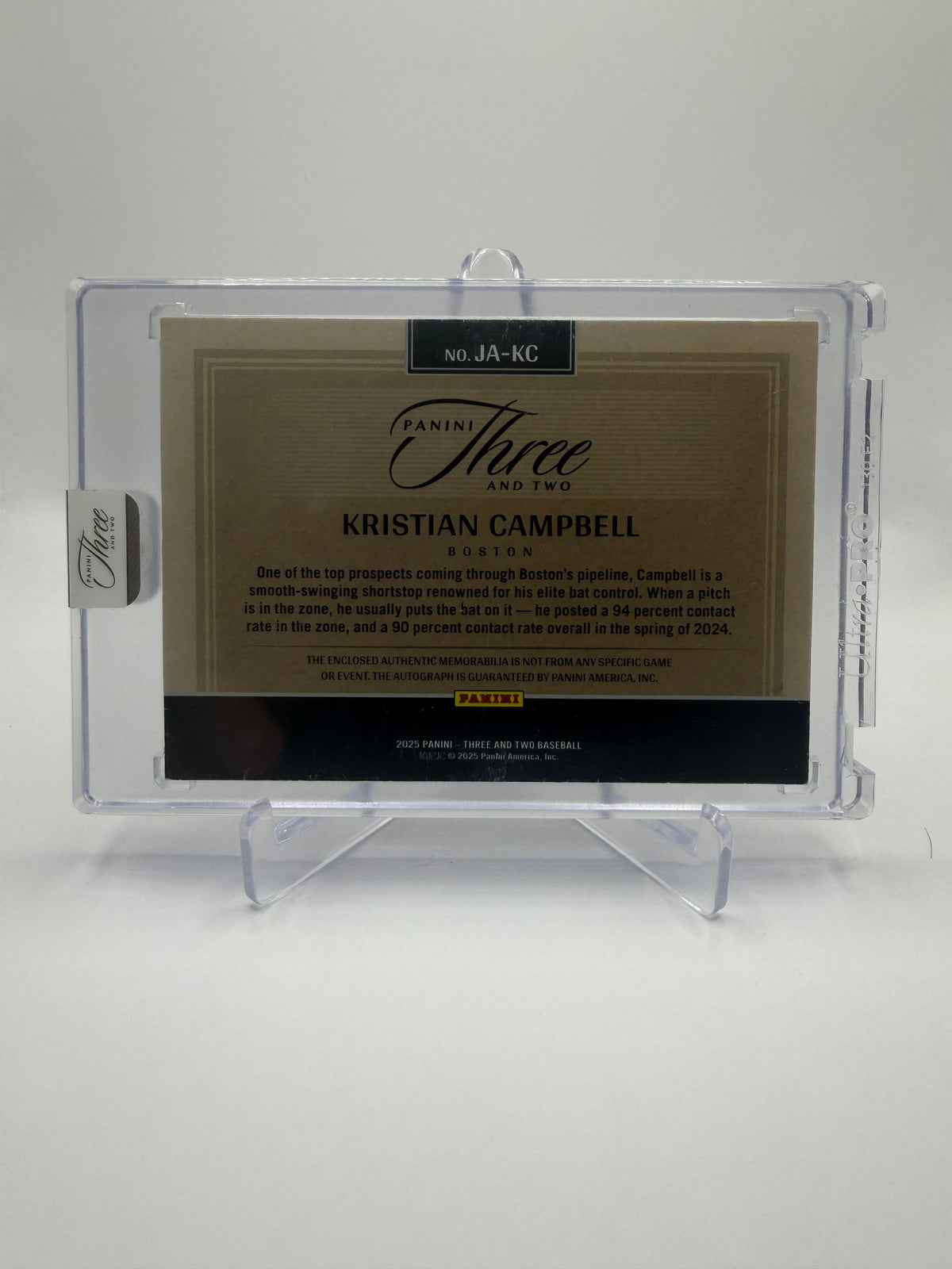 2025 Panini Three and Two Baseball Kristian Campbell Jersey Autographs #JA-KC Auto Jersey Relic /49