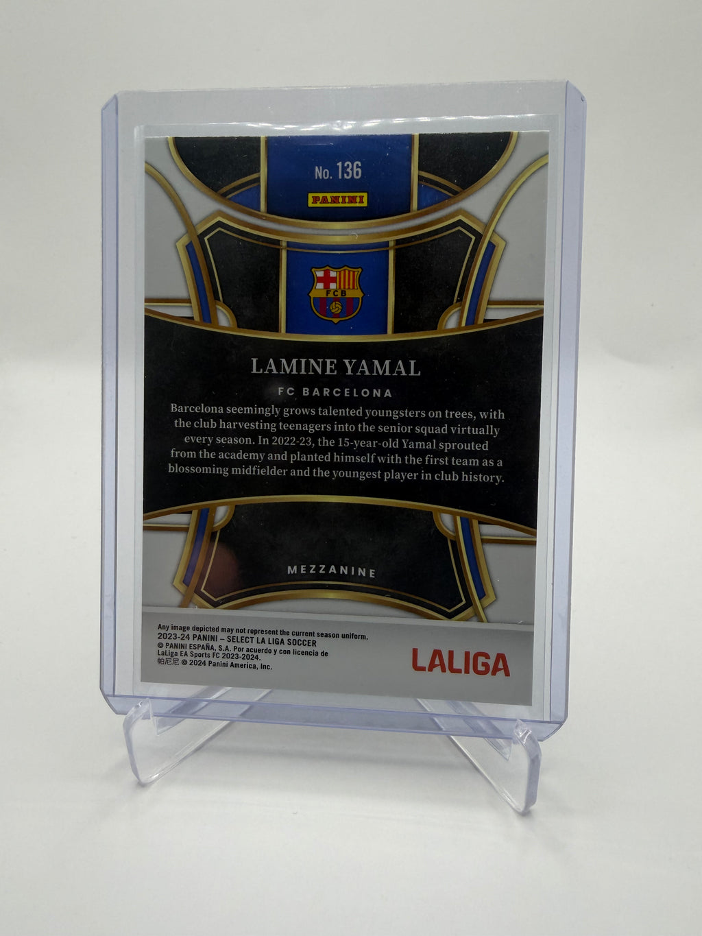 2023-24 Panini Select La Liga Soccer Mezzanine Base #136 Lamine Yamal Rookie Card