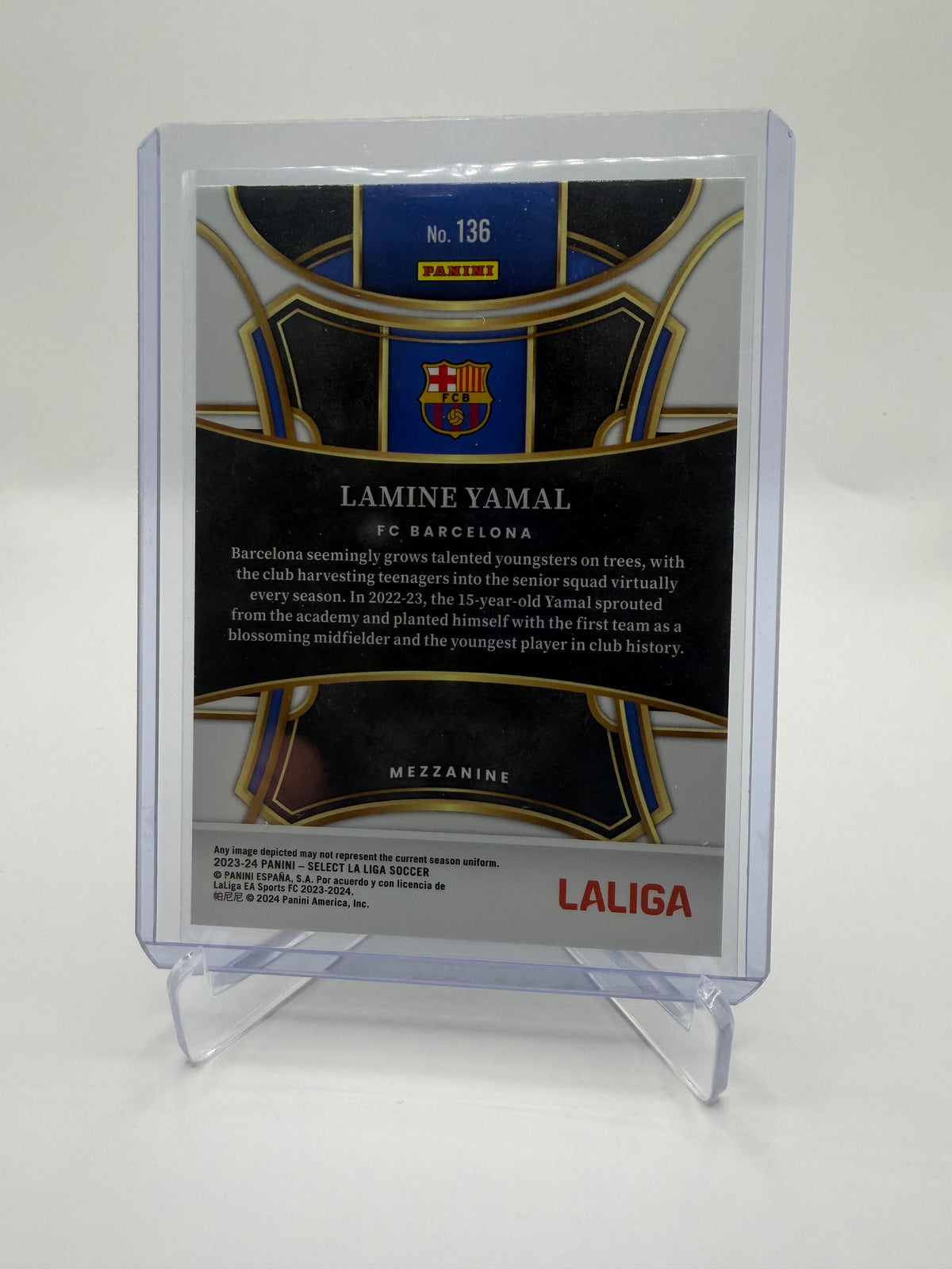 2023-24 Panini Select La Liga Soccer Mezzanine Base #136 Lamine Yamal Rookie Card