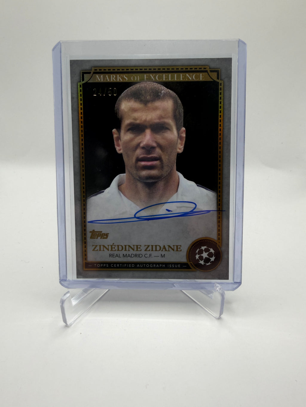 2024 Topps UEFA Club Competitions Marks of Excellence Gold On-Card Autograph Zinedine Zidane /50