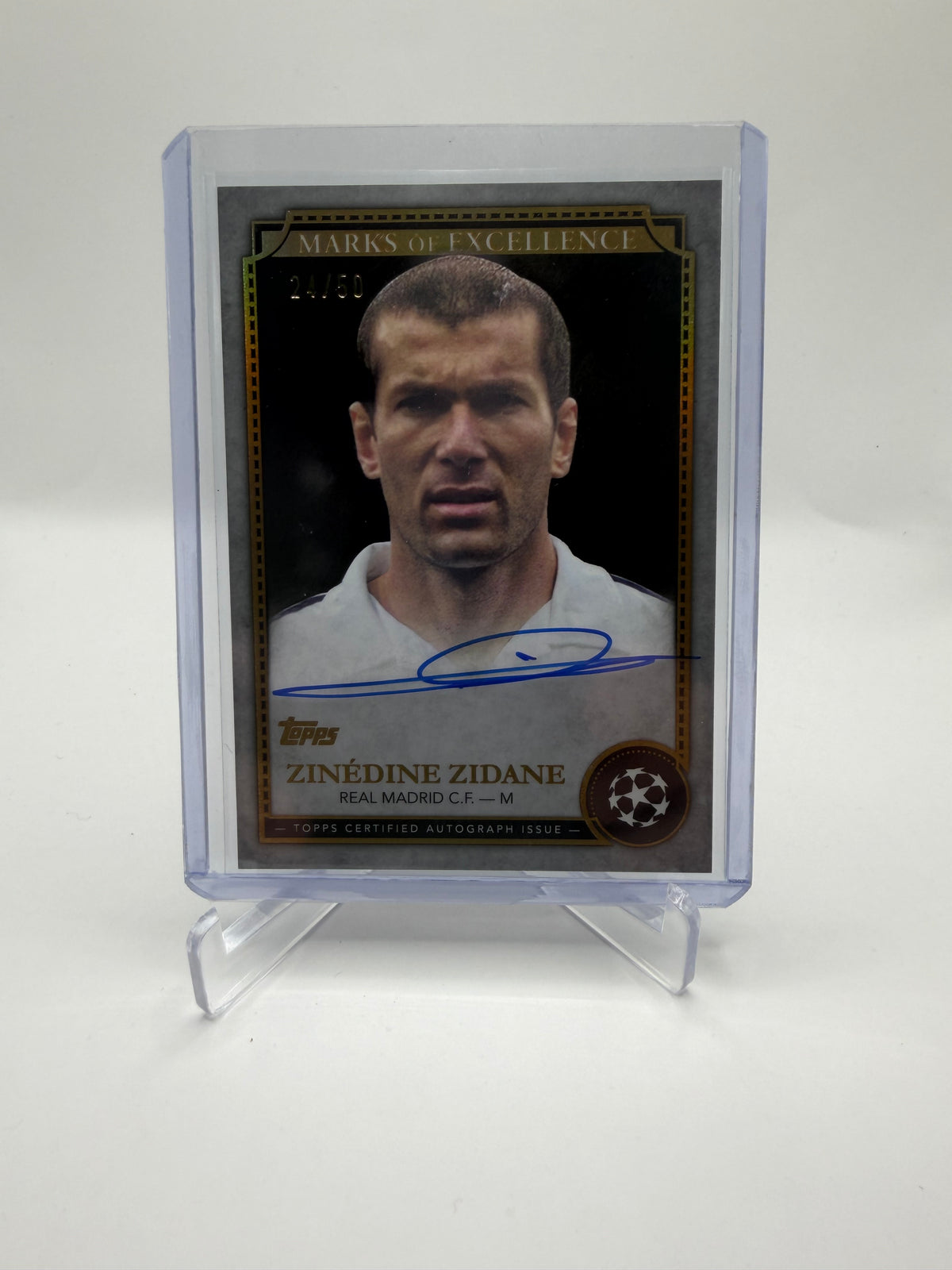 2024 Topps UEFA Club Competitions Marks of Excellence Gold On-Card Autograph Zinedine Zidane /50