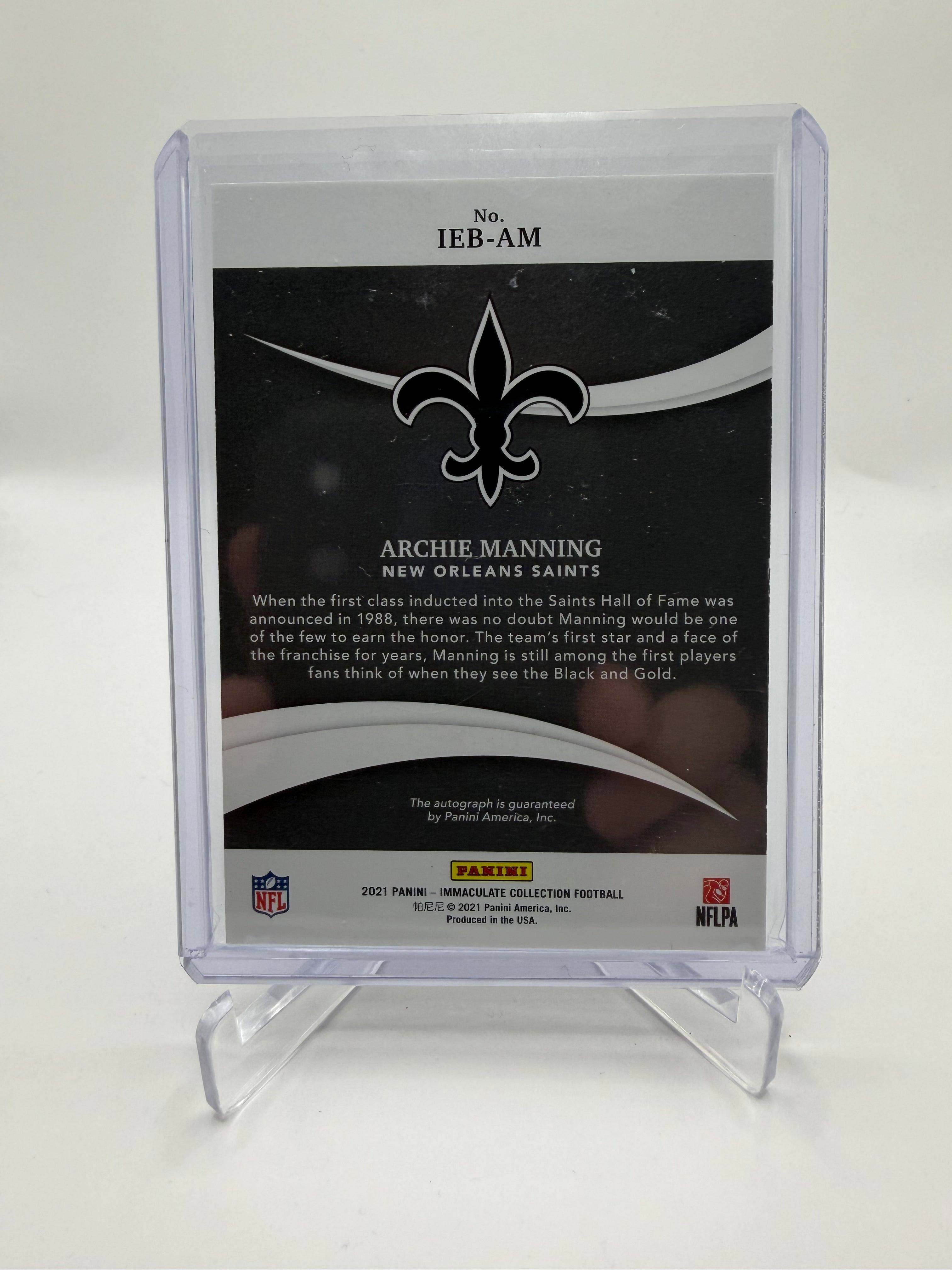 2021 Panini Immaculate Collection Football Immaculate Eye Black Autographs Archie Manning Gold Ink Auto /20 #IEB-AM