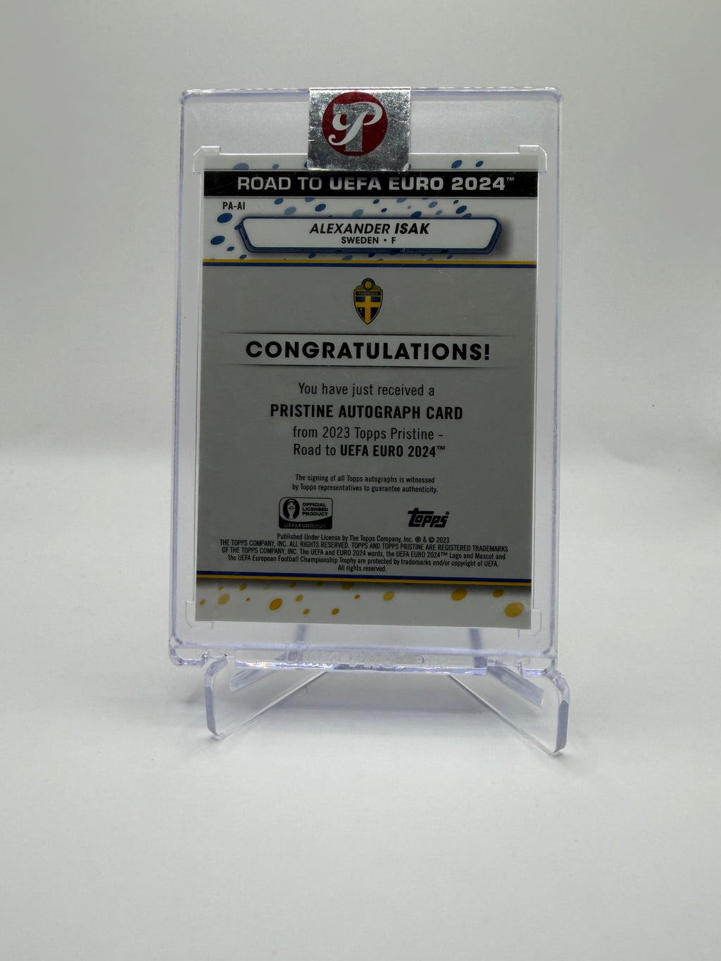 2023 Topps Pristine Road to UEFA Euro 2024 Alexander Isak Pristine Autographs #PA-AI