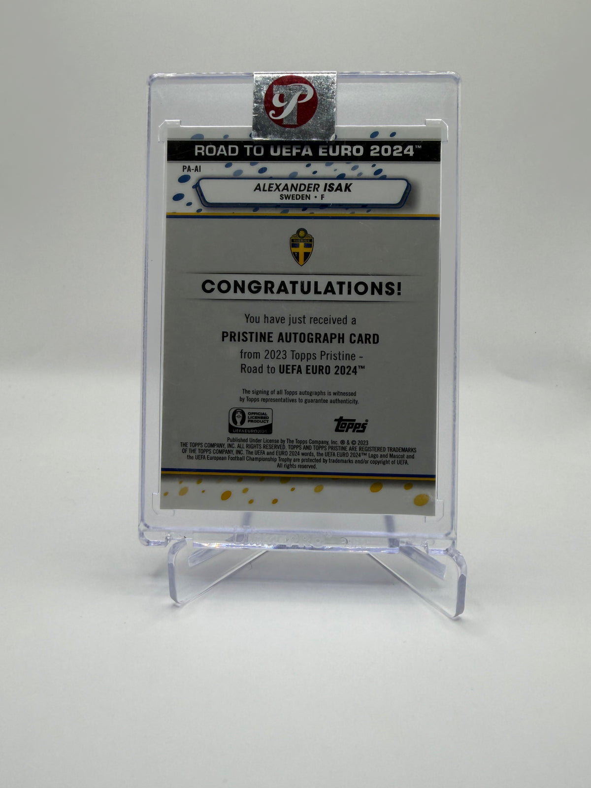 2023 Topps Pristine Road to UEFA Euro 2024 Alexander Isak Pristine Autographs #PA-AI