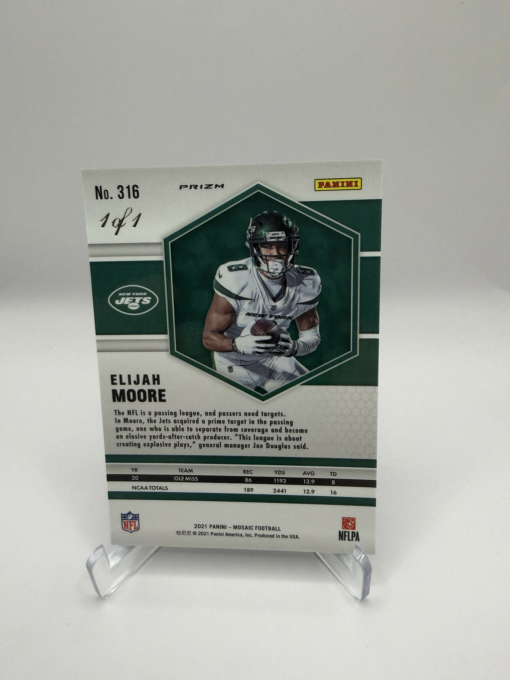 2021 Panini Mosaic Elijah Moore Black 1/1