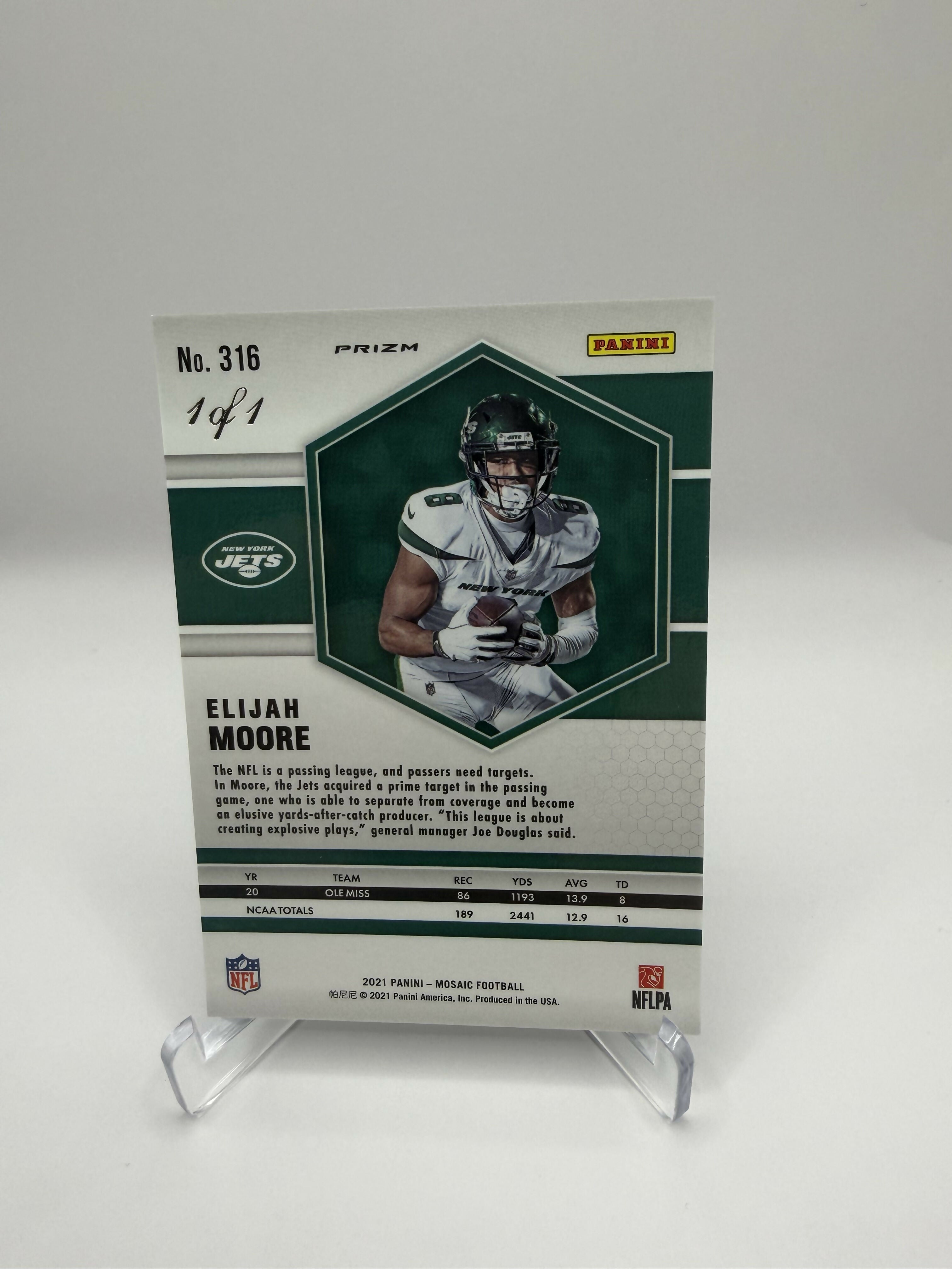 2021 Panini Mosaic Elijah Moore Black 1/1