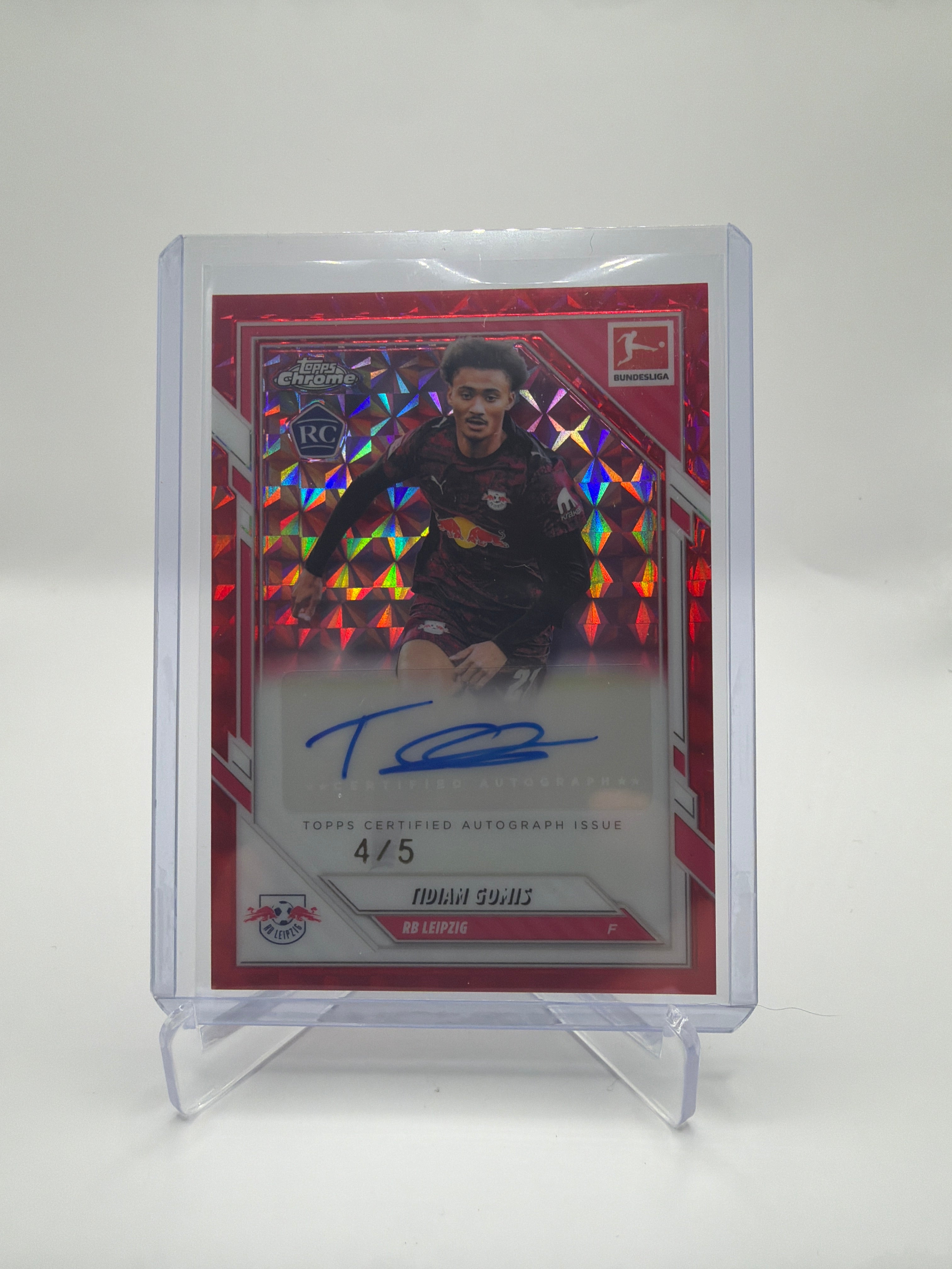 2025-26 Topps Chrome Bundesliga Tidiam Gomis  Autograph Red Geometric Refractor Rookie Card #BA-TG /5