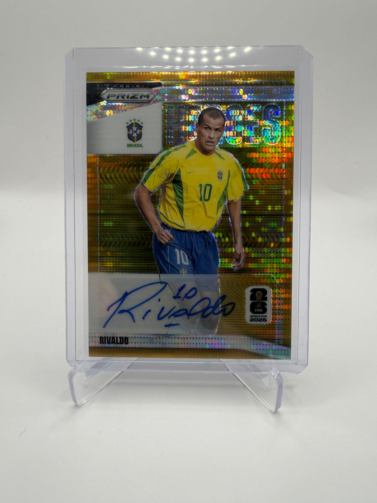 2026 Panini Prizm FIFA World Cup 2026 Rivaldo National Heroes Autographs Gold Prizm /10 #NH-R