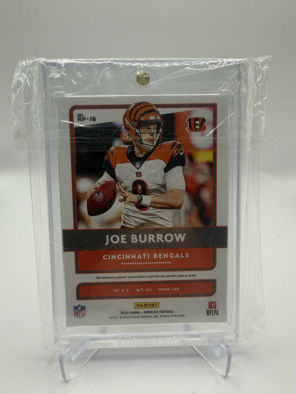 2020 Panini Donruss Joe Burrow Rookie Phenoms Patch