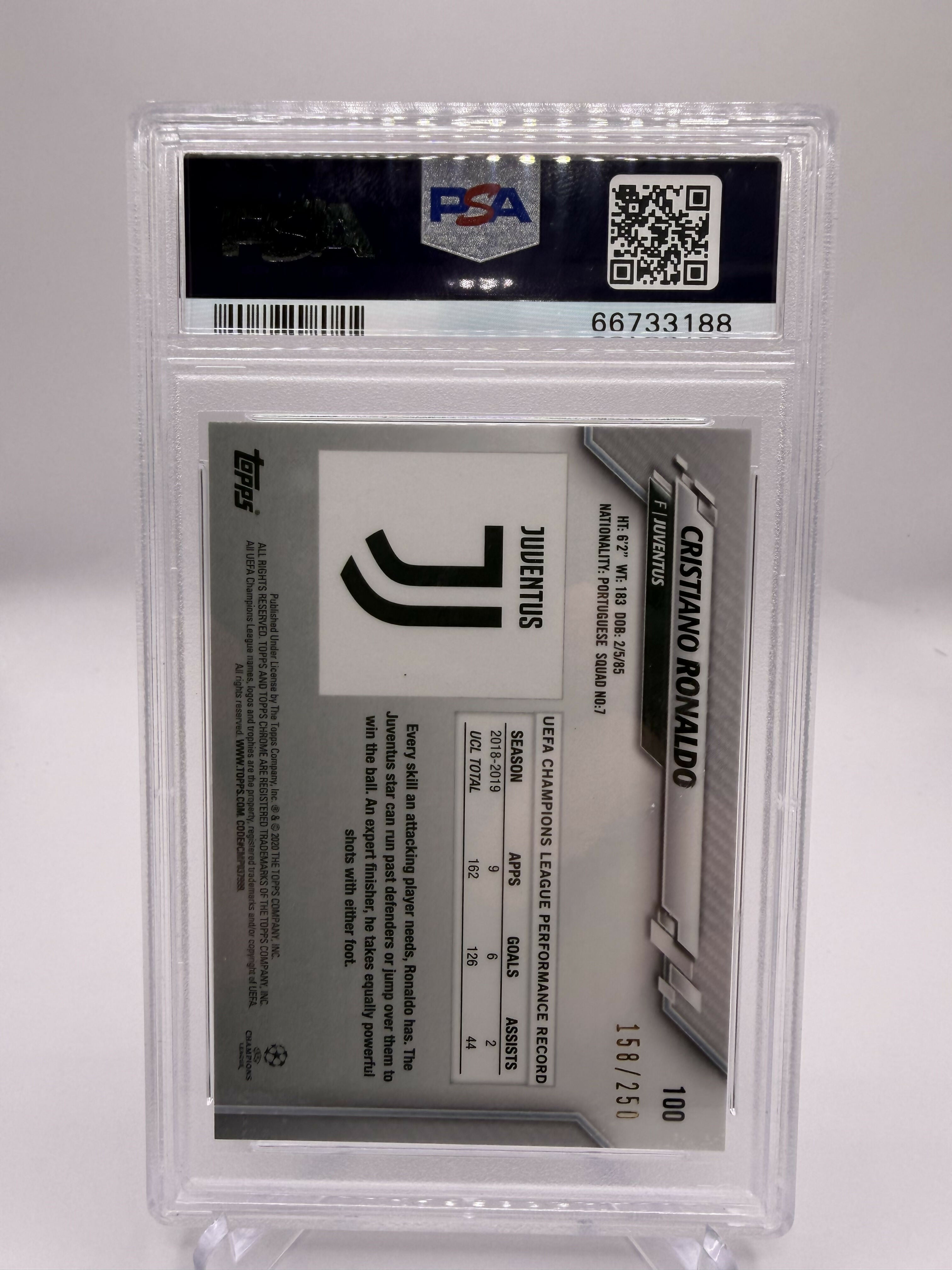 2019-2020 Topps UCC Chrome Cristiano Ronaldo Purple Refractor /250 PSA 9