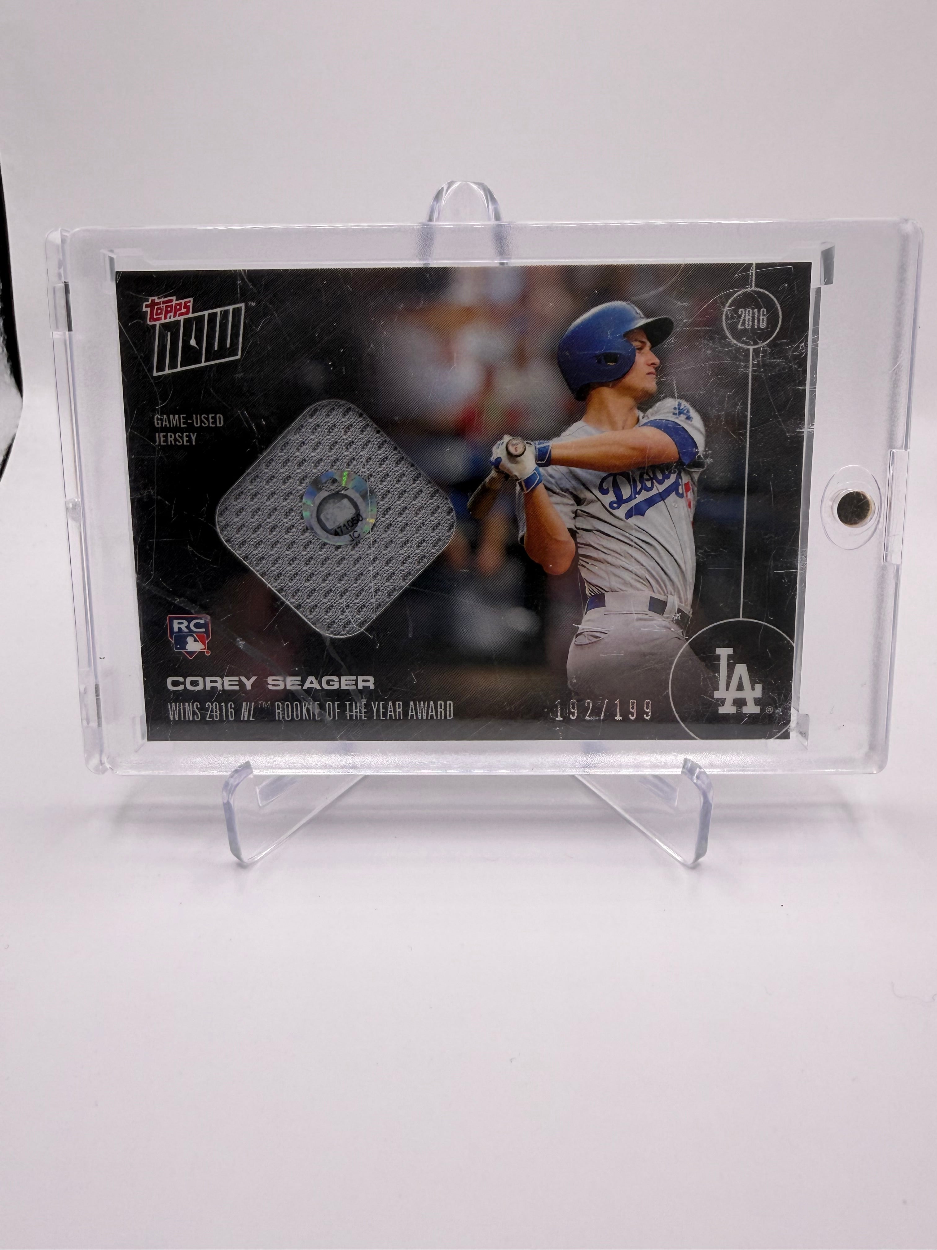 2016 Topps Now Corey Seager OS-16B Game-Used Jersey Relic Parallel Rookie Card /199